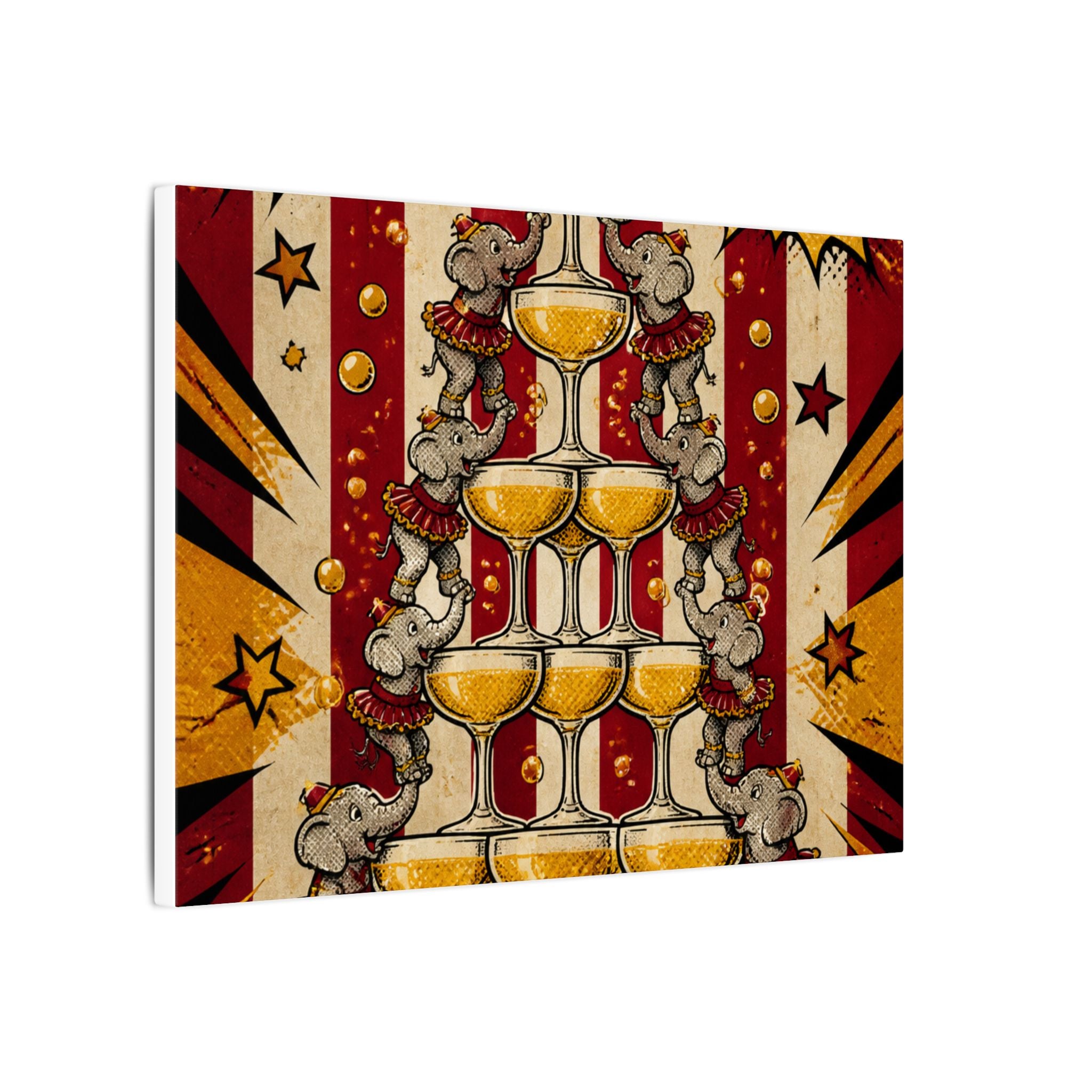 Champagne Tower Elephants Wall Art Canvas 24×36 Pop Art Restaurant Decor Maximalist Print