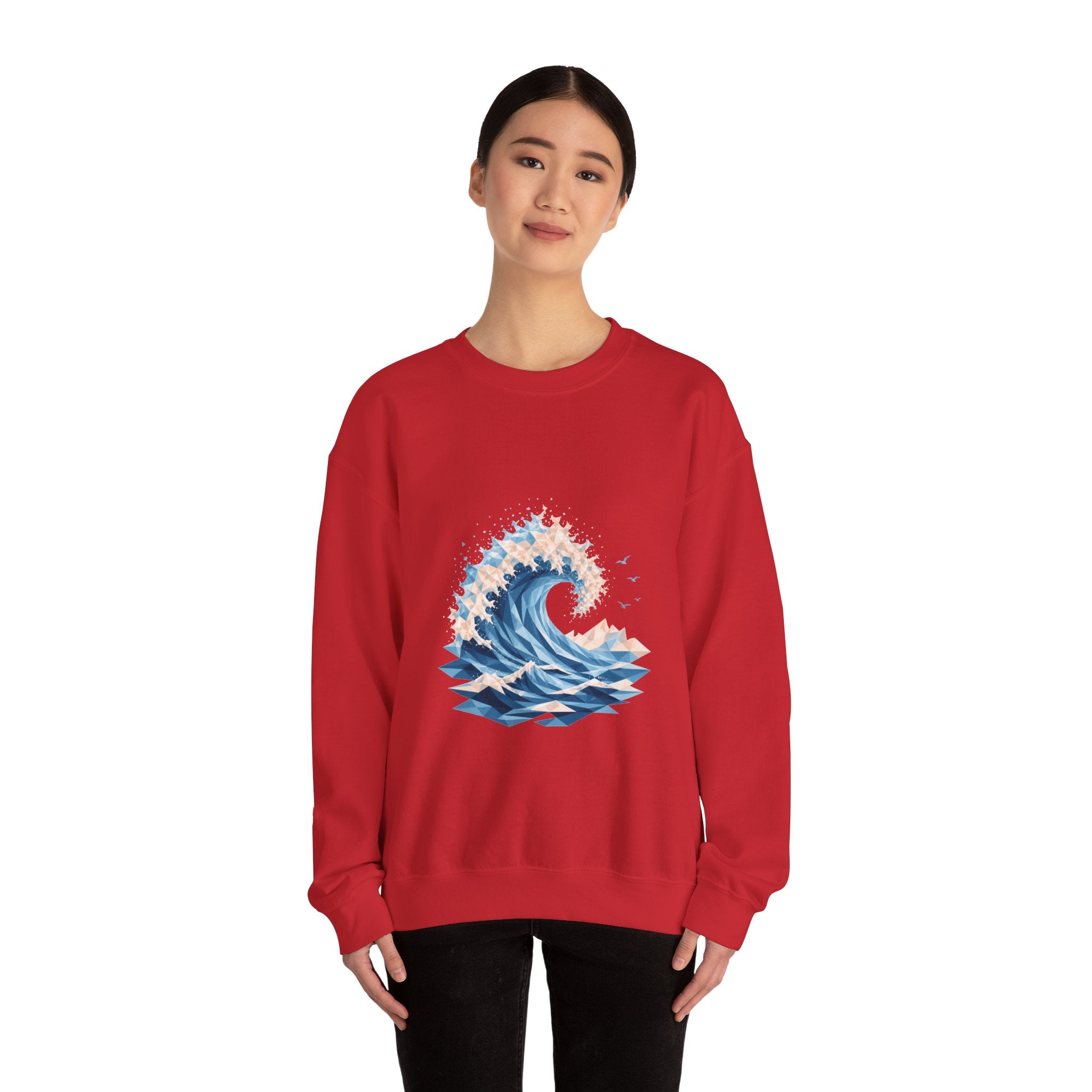 Matching Couple Sweatshirt - Mountain & Ocean Matching Couple Comfort Colors Crew Geometric Art His Hers Love Gift - Design B
