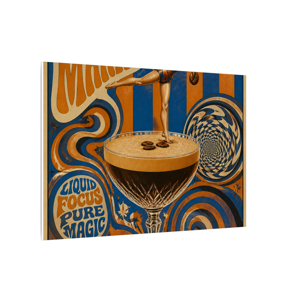 Espresso Martini Acrobat Wall Art Canvas 16×20 Psychedelic Cafe Decor Maximalist Print