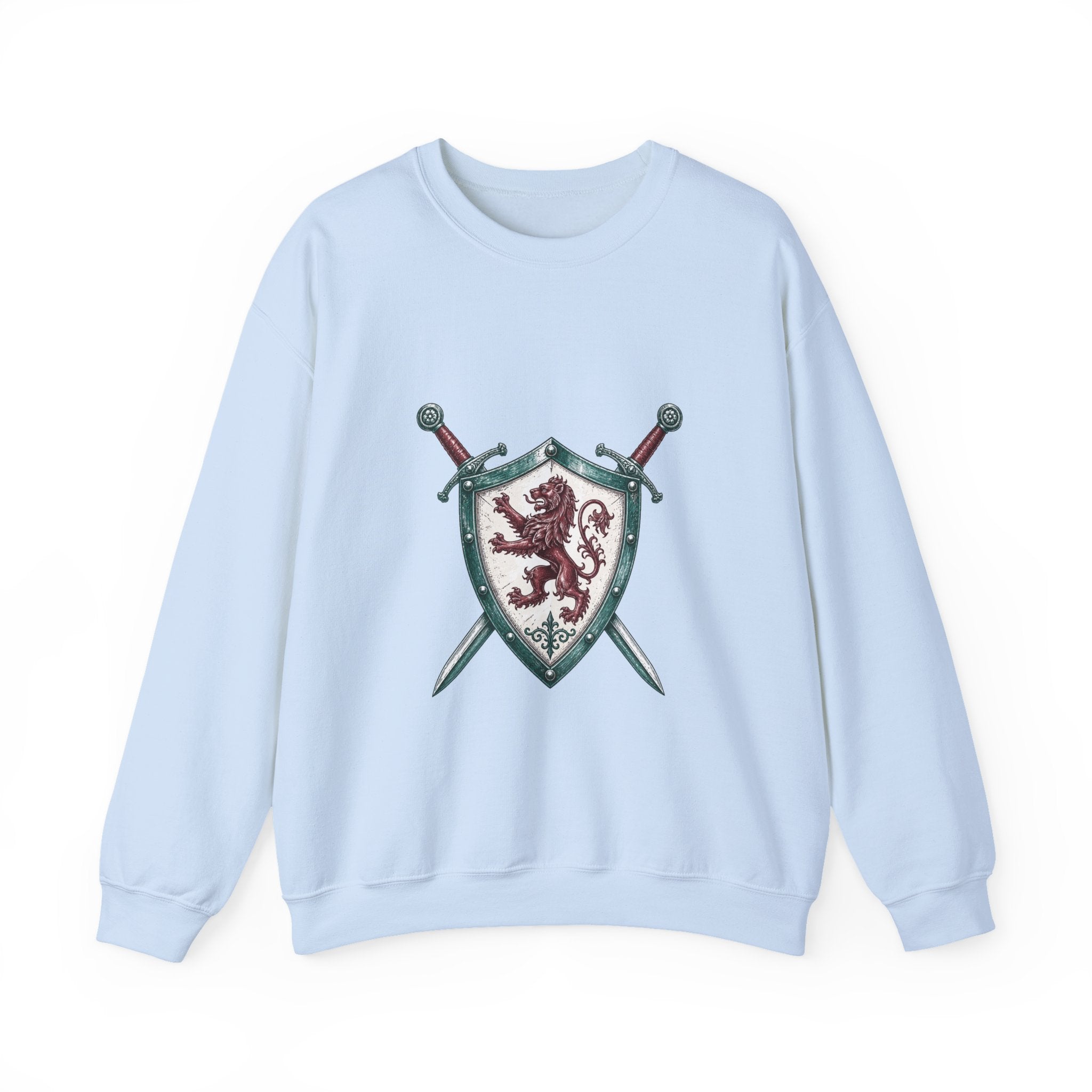 Matching Couple Sweatshirt - Crown & Shield Matching Couple Crewneck Sweatshirt Hand-Drawn Art His Hers Best Friend Gift - Design B