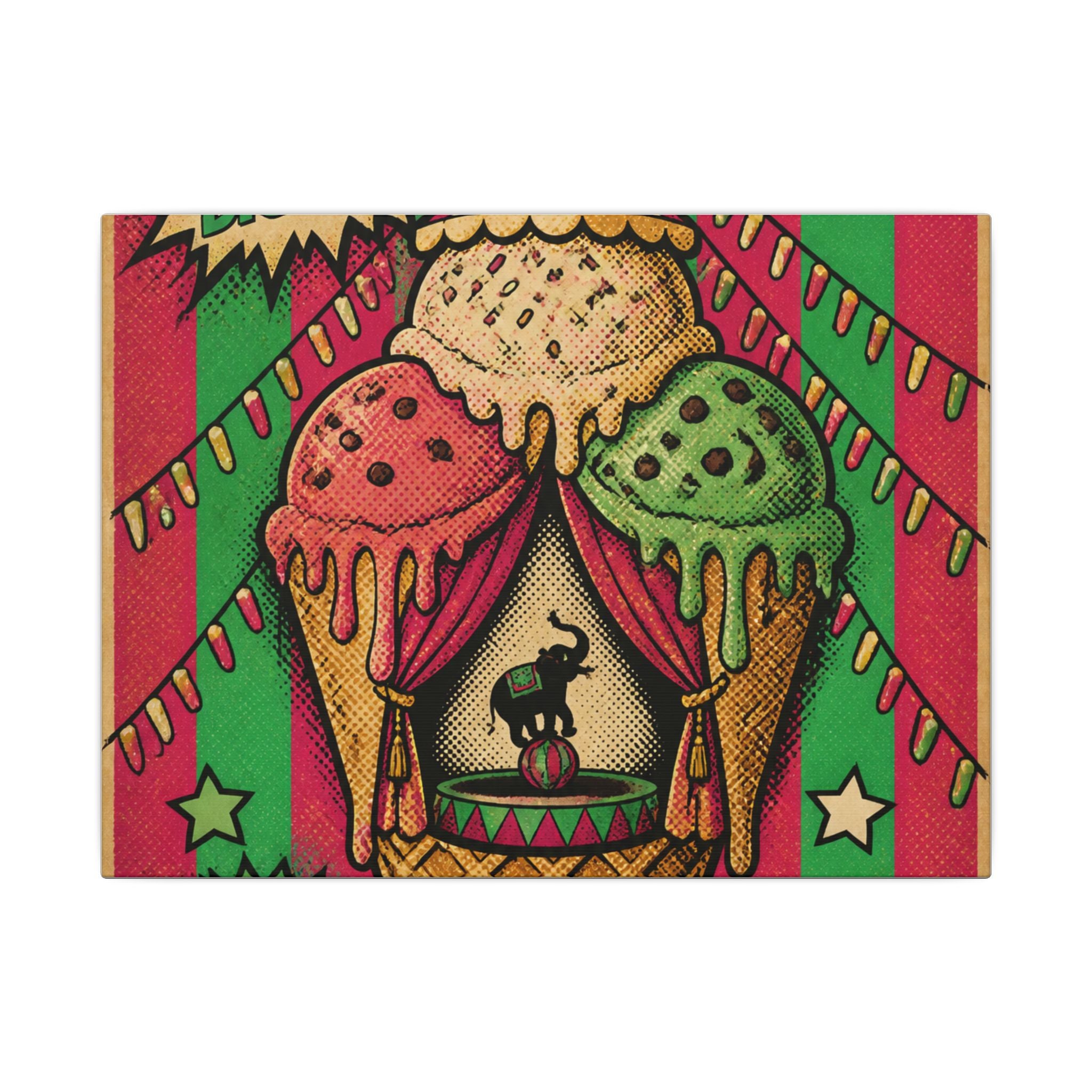 Ice Cream Cone Circus Tent Wall Art Canvas 16×20 Pop Art Living Room Decor Maximalist Print