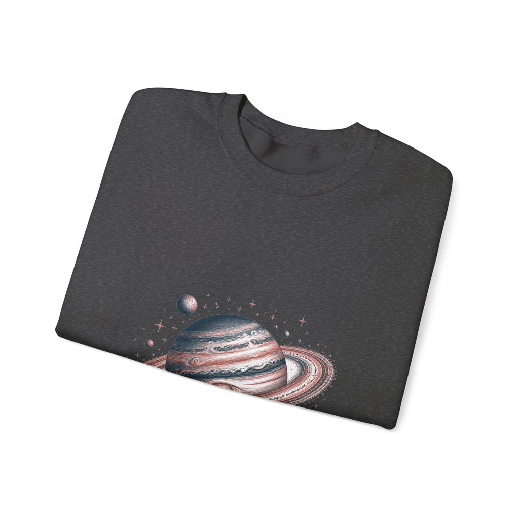 Matching Couple Sweatshirt - Astronaut & Planet Matching Couple Crewneck Sweatshirt Hand-Drawn Art His Hers Best Friend Gift - Design B