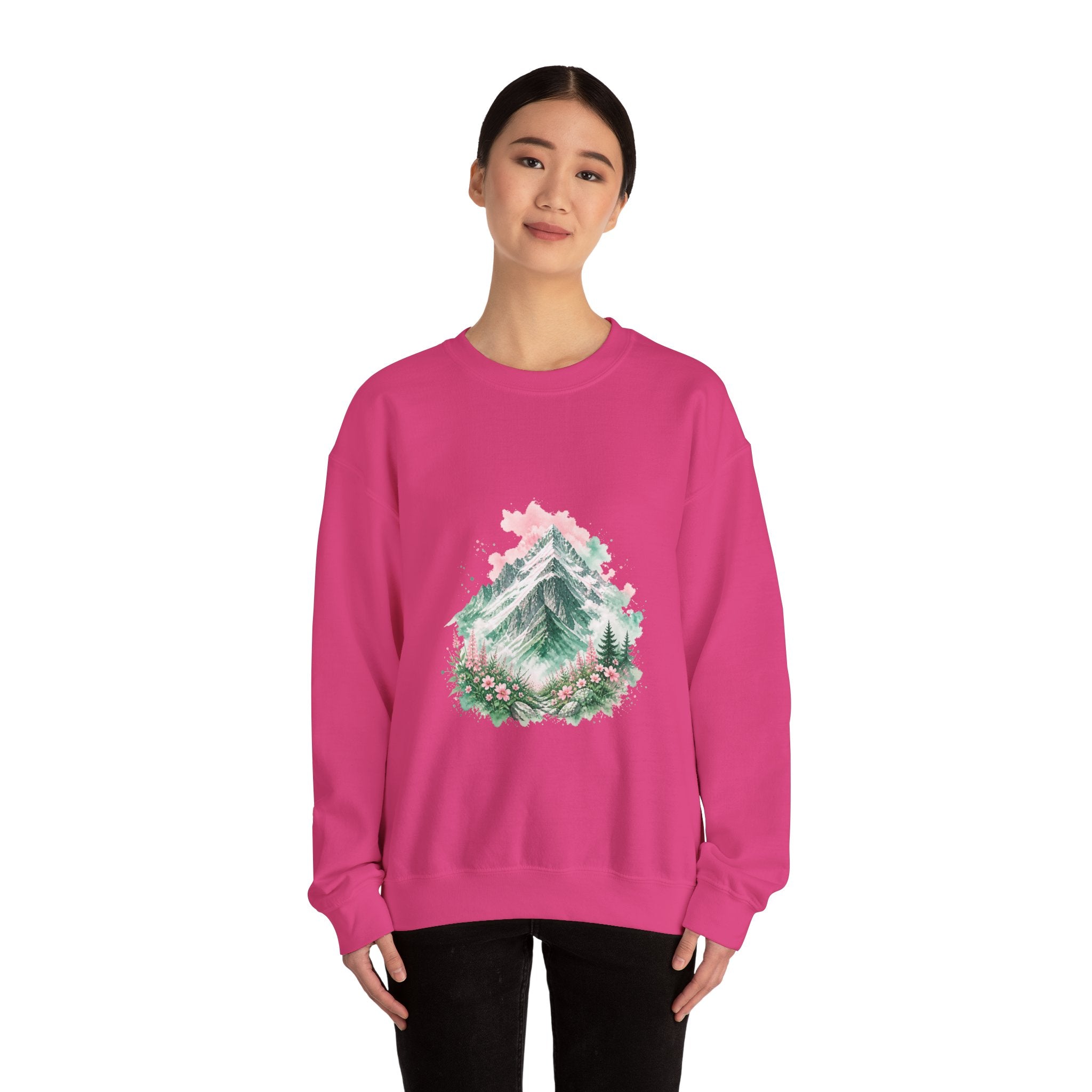 Matching Couple Sweatshirt - Mountain & Ocean Matching Couple Comfort Colors Crew Watercolor Art His Hers Birthday Gift - Design A