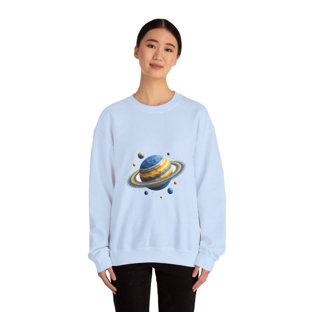 Matching Couple Sweatshirt - Astronaut & Planet Matching Couple Comfort Colors Crew Geometric Art His Hers Love Gift - Design B