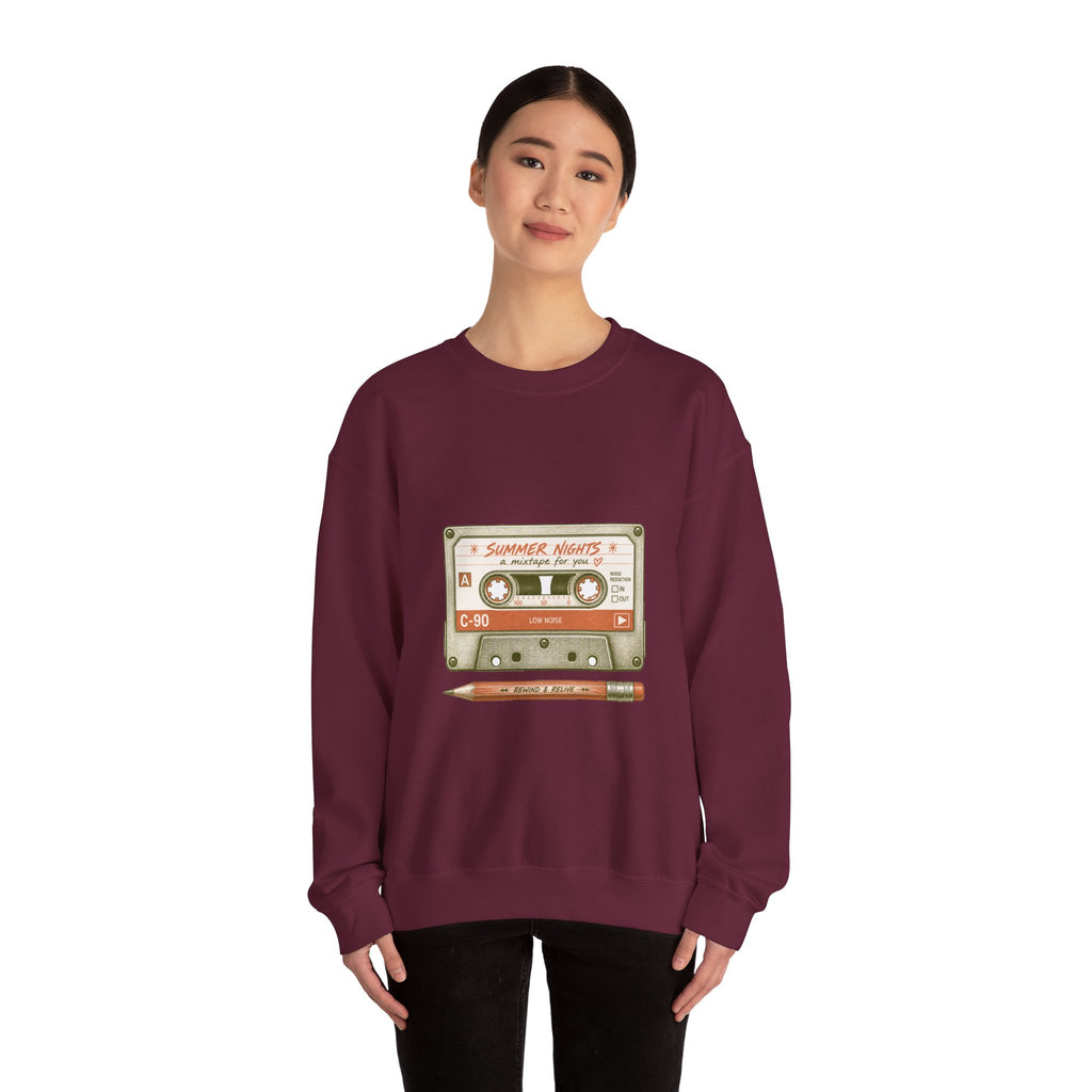 Matching Couple Sweatshirt - Vinyl & Cassette Matching Couple Premium Fleece Sweatshirt Vintage Art His Hers Honeymoon Gift - Design B