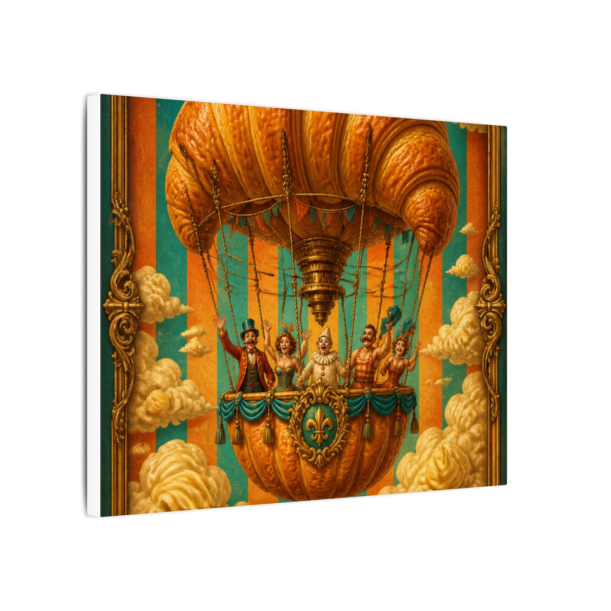 Croissant Hot Air Balloon Wall Art Canvas 24×36 Baroque Studio Decor Maximalist Print