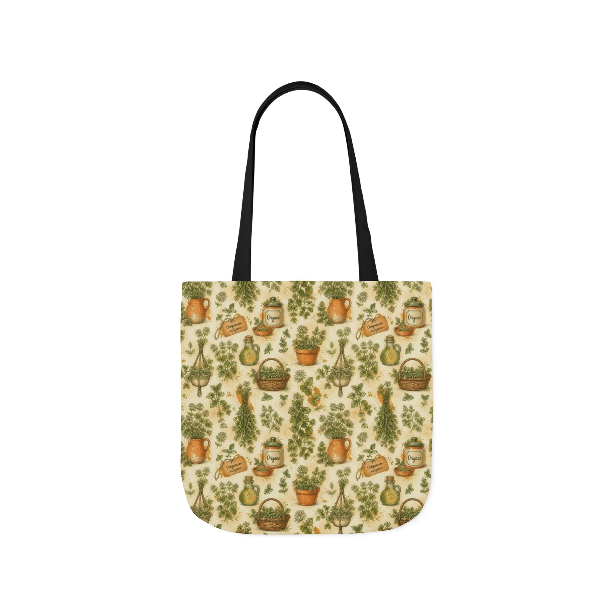 Oregano Sprigs Canvas Tote Bag Mediterranean Kitchen Watercolor Design Italian Cottagecore Gift