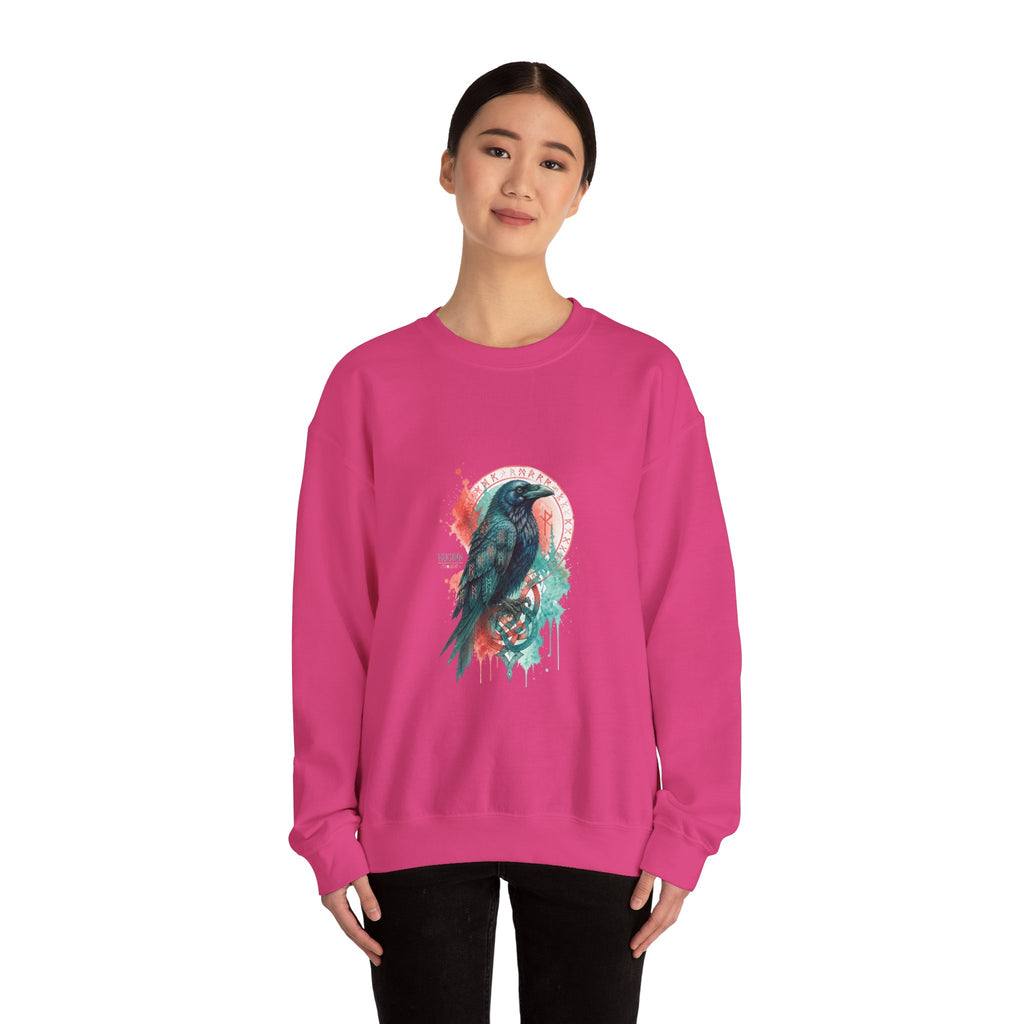 Matching Couple Sweatshirt - Huginn & Muninn Matching Couple Crewneck Sweatshirt Watercolor Art His Hers Engagement Gift - Design A