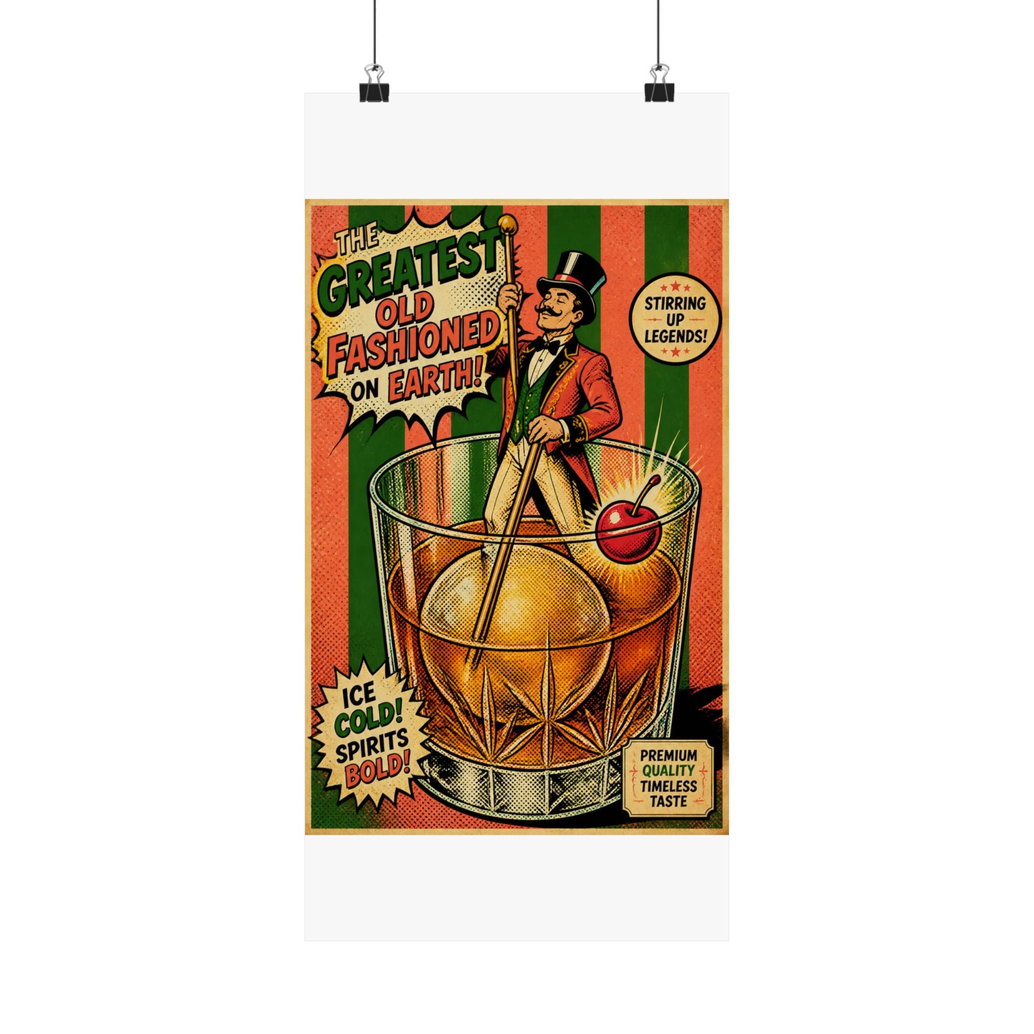 Old Fashioned Ringmaster Wall Art Poster 24×36 Pop Art Restaurant Decor Maximalist Print