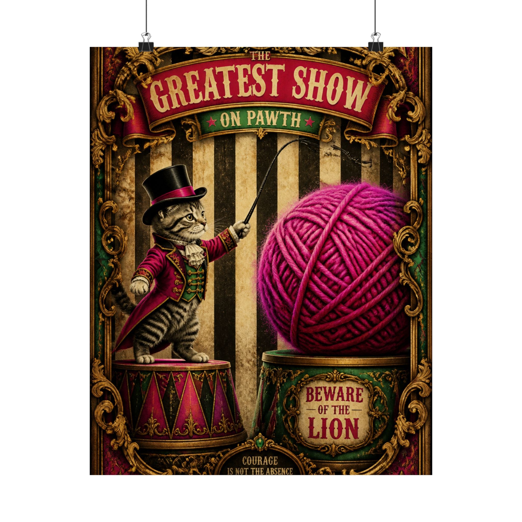 Cat Lion Tamer Wall Art Poster 24×36 Baroque Studio Decor Maximalist Print