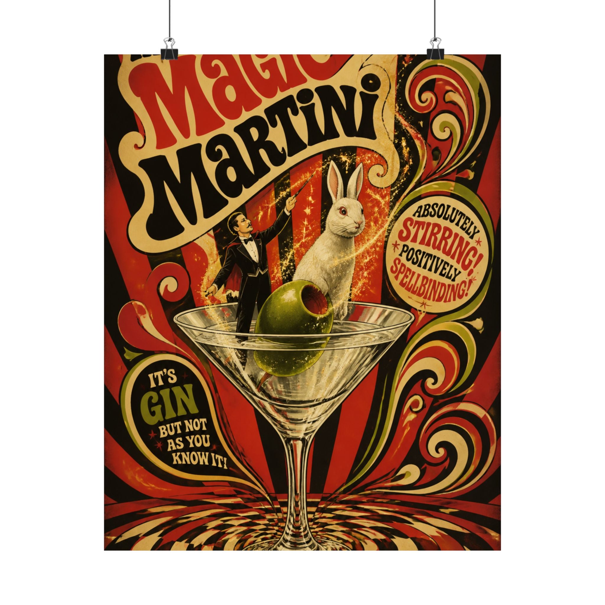 Martini Magician Wall Art Poster 18×24 Psychedelic Cafe Decor Maximalist Print