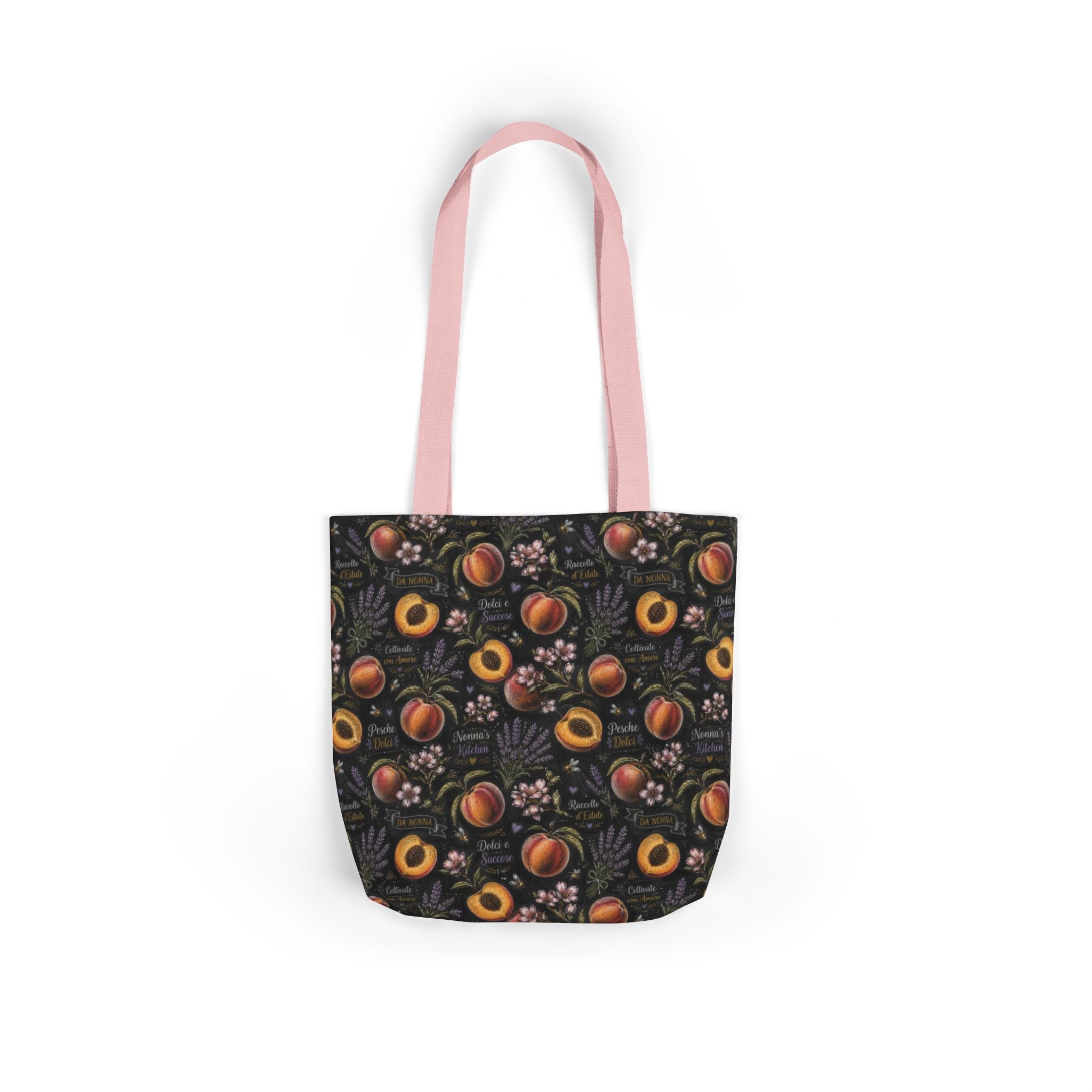 Ripe Peaches Canvas Tote Bag Mediterranean Kitchen Chalk Art Design Italian Cottagecore Gift