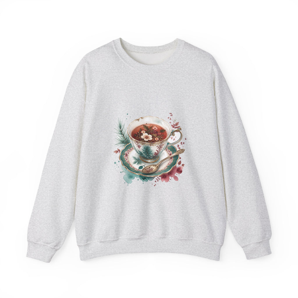 Matching Couple Sweatshirt - Coffee & Tea Matching Couple Comfort Colors Crew Watercolor Art His Hers Birthday Gift - Design B