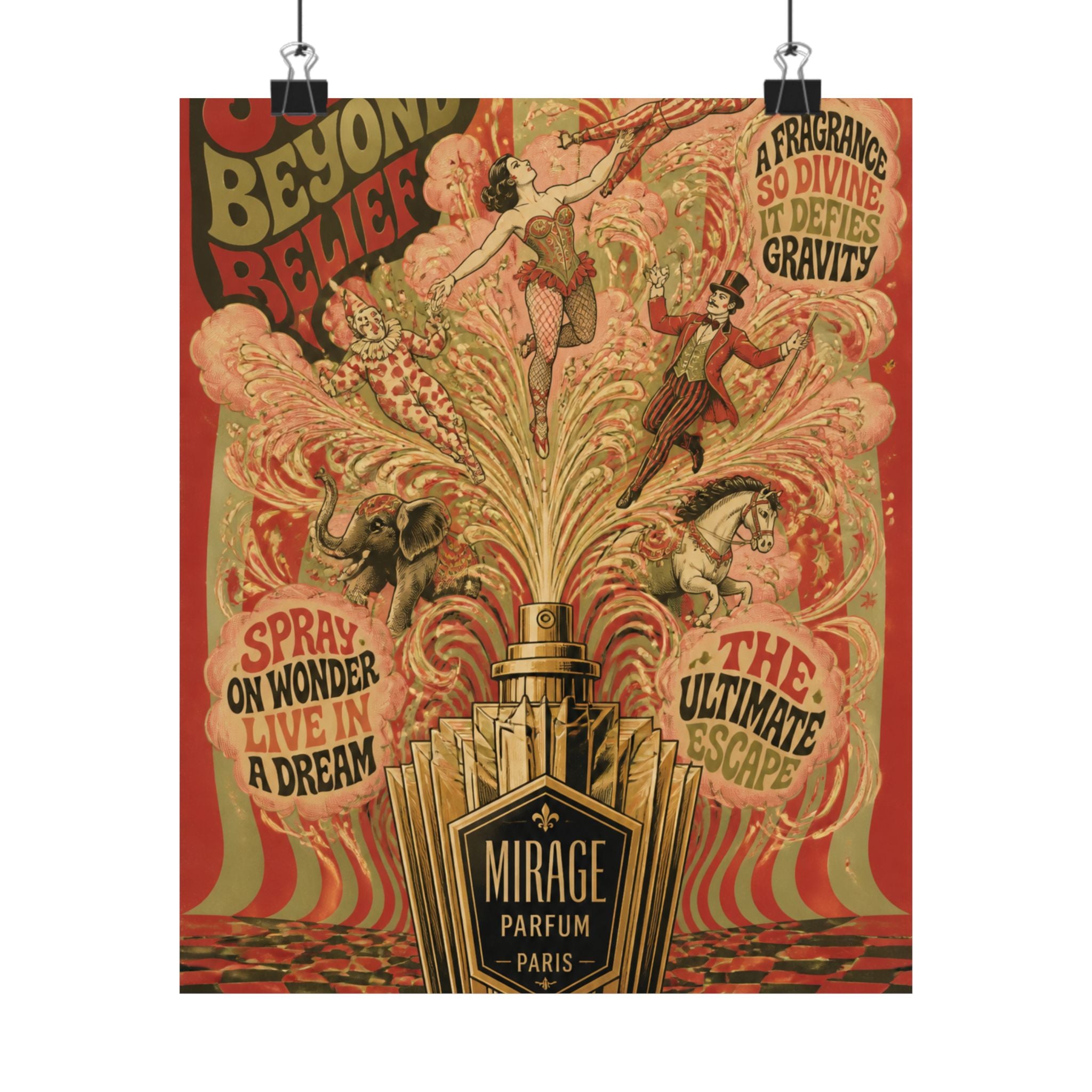 Perfume Bottle Fountain Wall Art Poster 18×24 Psychedelic Cafe Decor Maximalist Print