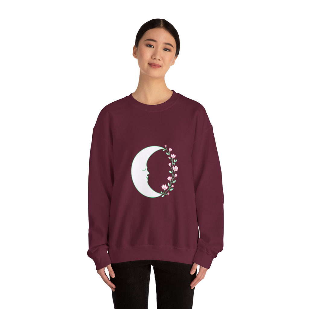 Matching Couple Sweatshirt - Waxing & Waning Moon Matching Couple Crewneck Sweatshirt Minimalist Art His Hers Valentine Gift - Design A
