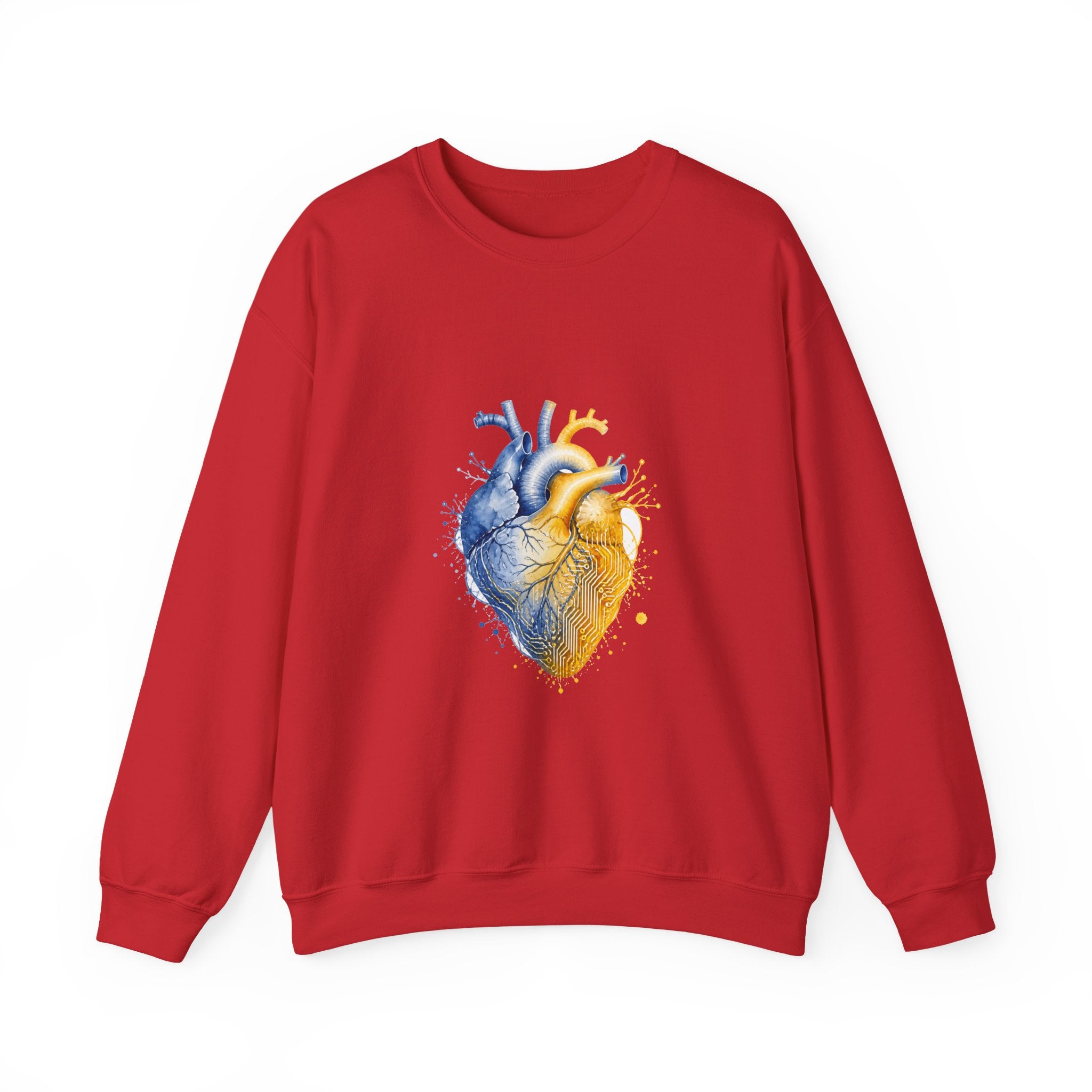 Matching Couple Sweatshirt - Robot & Heart Matching Couple Crewneck Sweatshirt Watercolor Art His Hers Engagement Gift - Design B