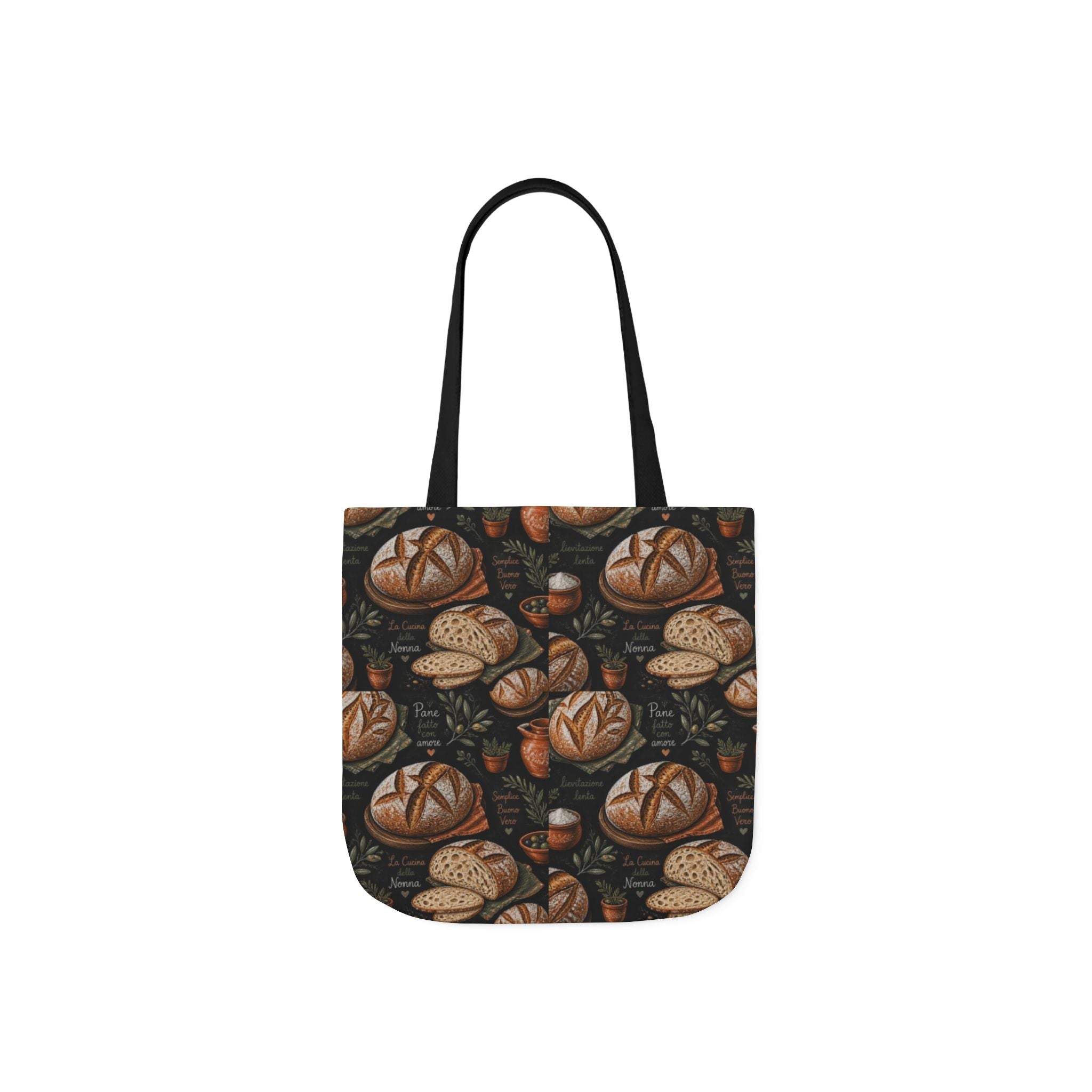Rustic Sourdough Bread Canvas Tote Bag Mediterranean Kitchen Chalk Art Design Italian Cottagecore Gift