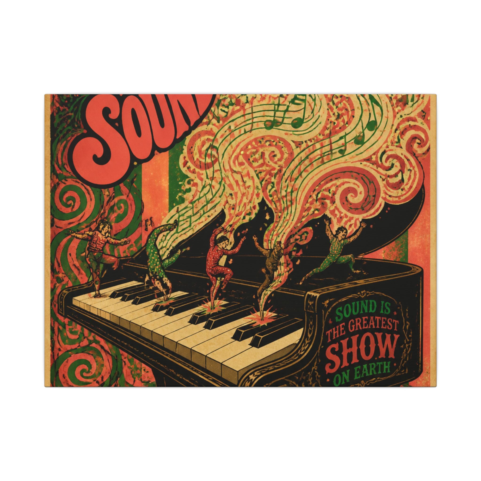 Grand Piano Acrobats Wall Art Canvas 16×20 Psychedelic Cafe Decor Maximalist Print
