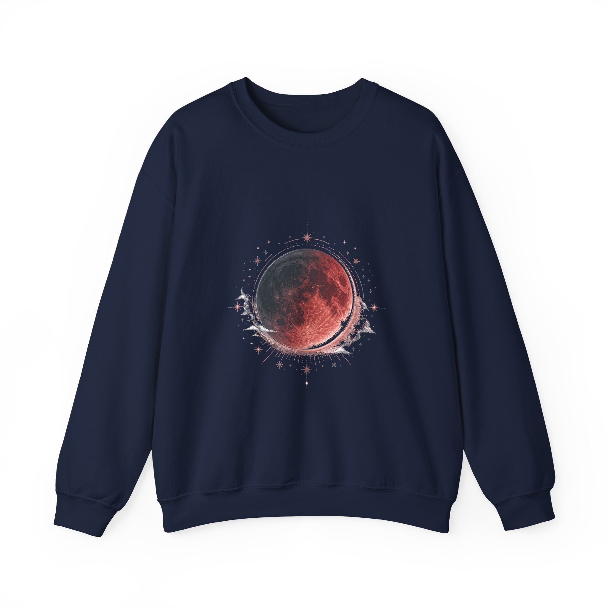 Matching Couple Sweatshirt - Solar & Lunar Eclipse Matching Couple Comfort Colors Crew Hand-Drawn Art His Hers Anniversary Gift - Design B