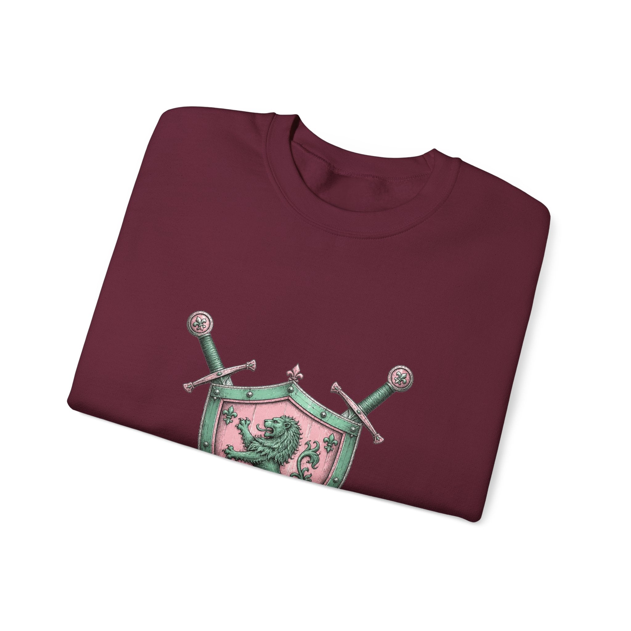 Matching Couple Sweatshirt - Crown & Shield Matching Couple Comfort Colors Crew Hand-Drawn Art His Hers Anniversary Gift - Design B