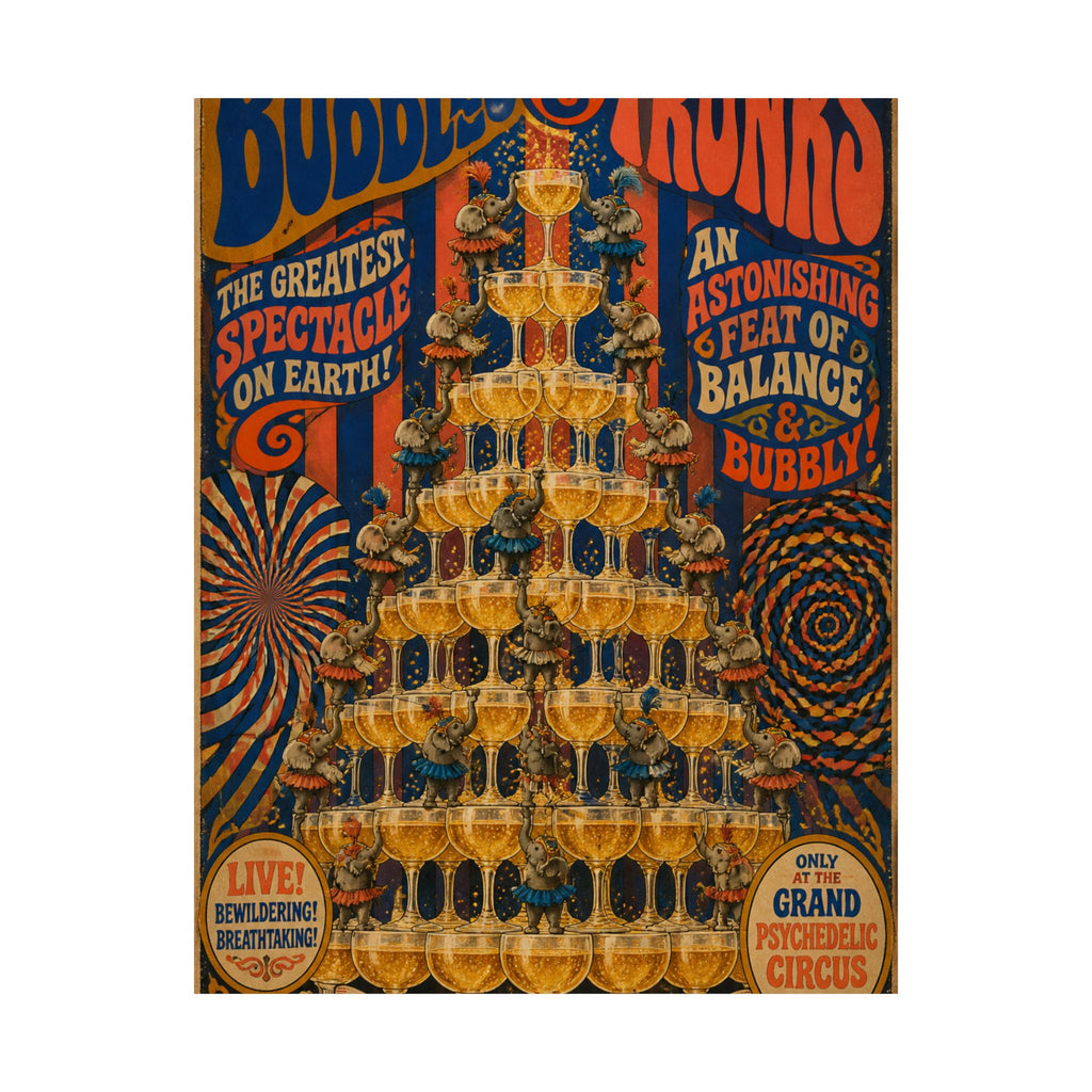 Champagne Tower Elephants Wall Art Poster 18×24 Psychedelic Cafe Decor Maximalist Print