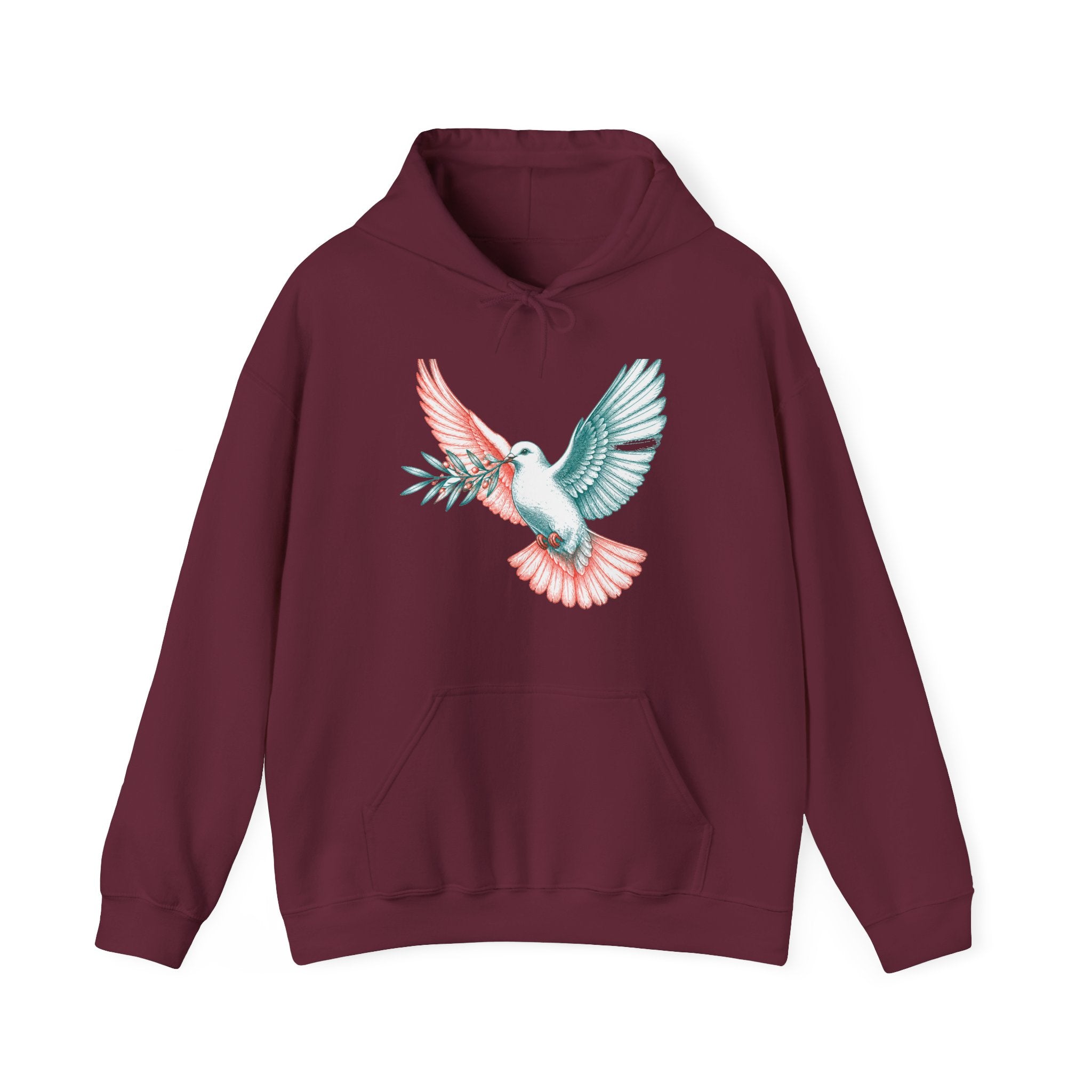 Matching Couple Sweatshirt - Wolf & Dove Matching Couple Hooded Sweatshirt Hand-Drawn Art His Hers Best Friend Gift - Design B