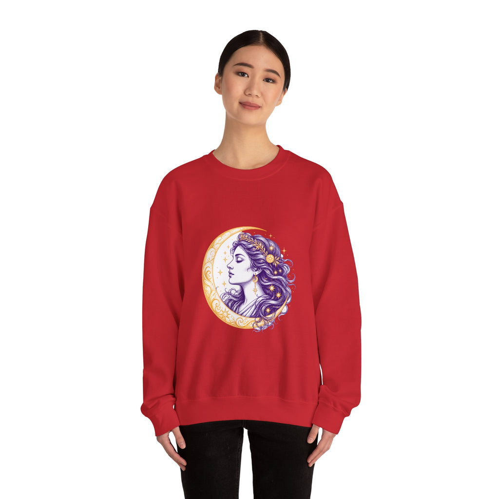 Matching Couple Sweatshirt - Helios & Selene Matching Couple Crewneck Sweatshirt Hand-Drawn Art His Hers Best Friend Gift - Design B