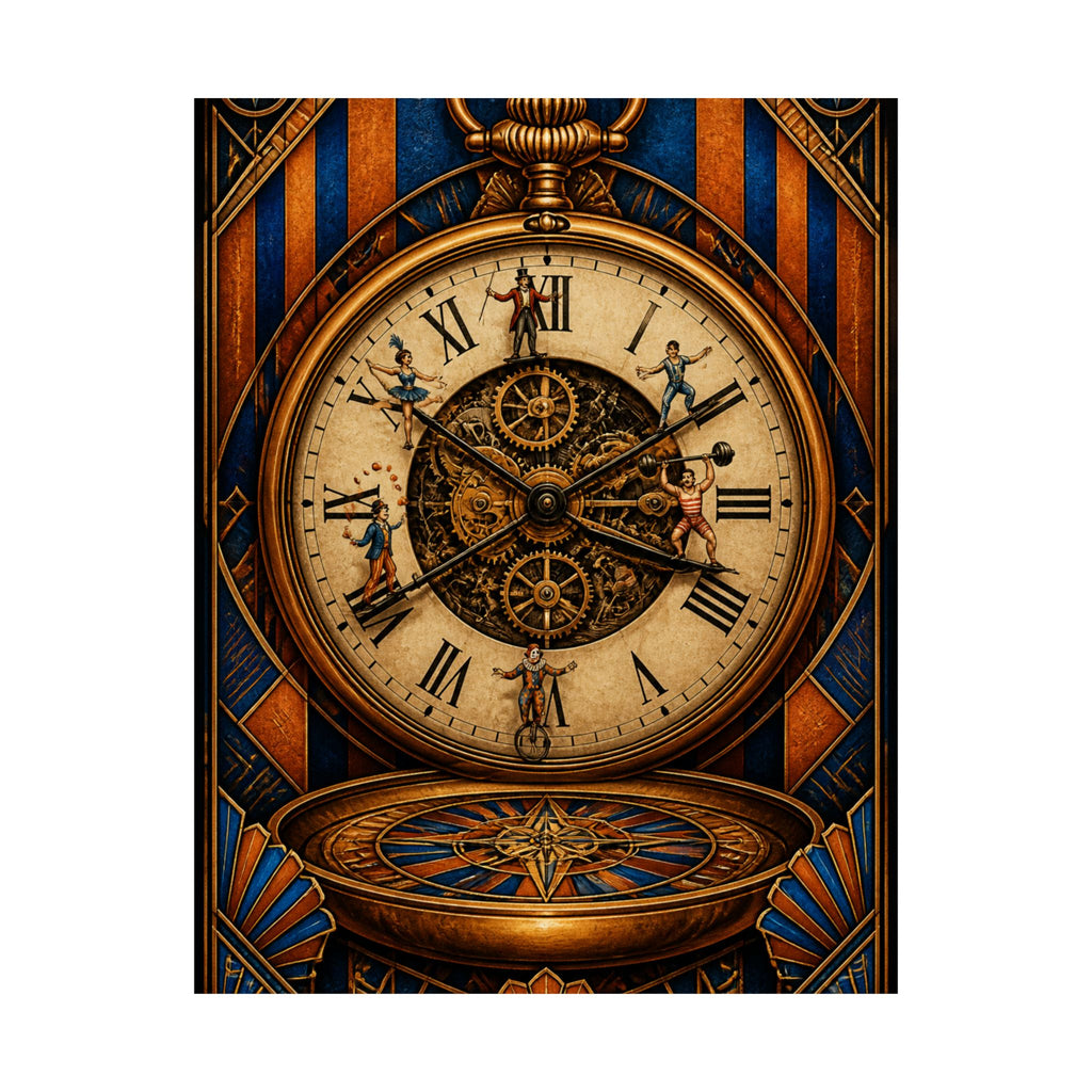 Pocket Watch Performers Wall Art Poster 18×24 Art Deco Entryway Decor Maximalist Print