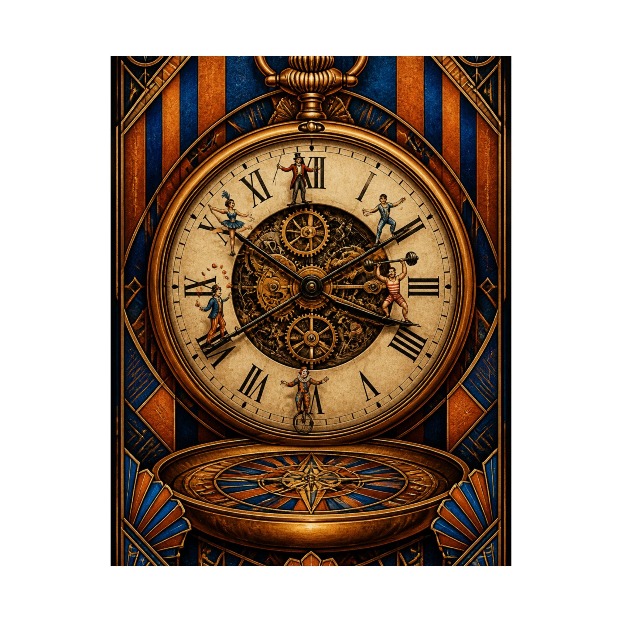 Pocket Watch Performers Wall Art Poster 18×24 Art Deco Entryway Decor Maximalist Print