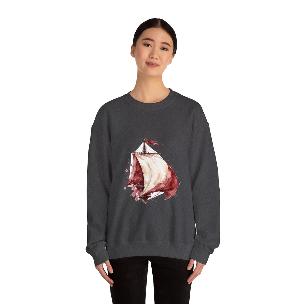 Matching Couple Sweatshirt - Anchor & Sail Matching Couple Comfort Colors Crew Watercolor Art His Hers Birthday Gift - Design B