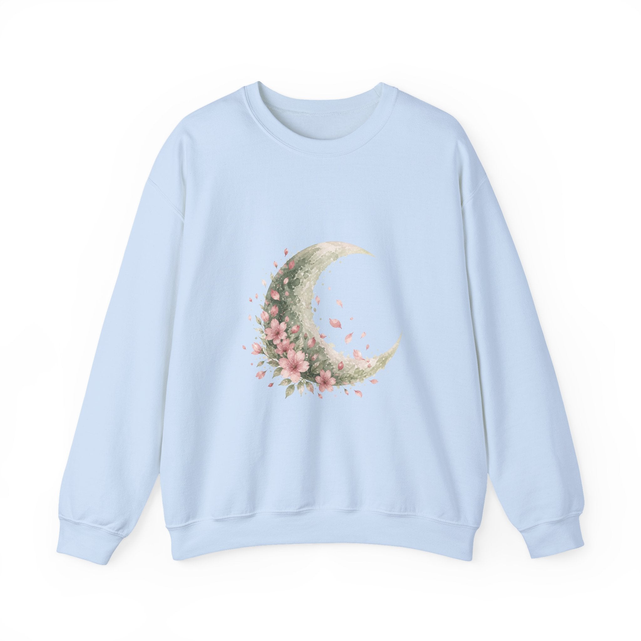 Matching Couple Sweatshirt - Waxing & Waning Moon Matching Couple Crewneck Sweatshirt Watercolor Art His Hers Engagement Gift - Design B