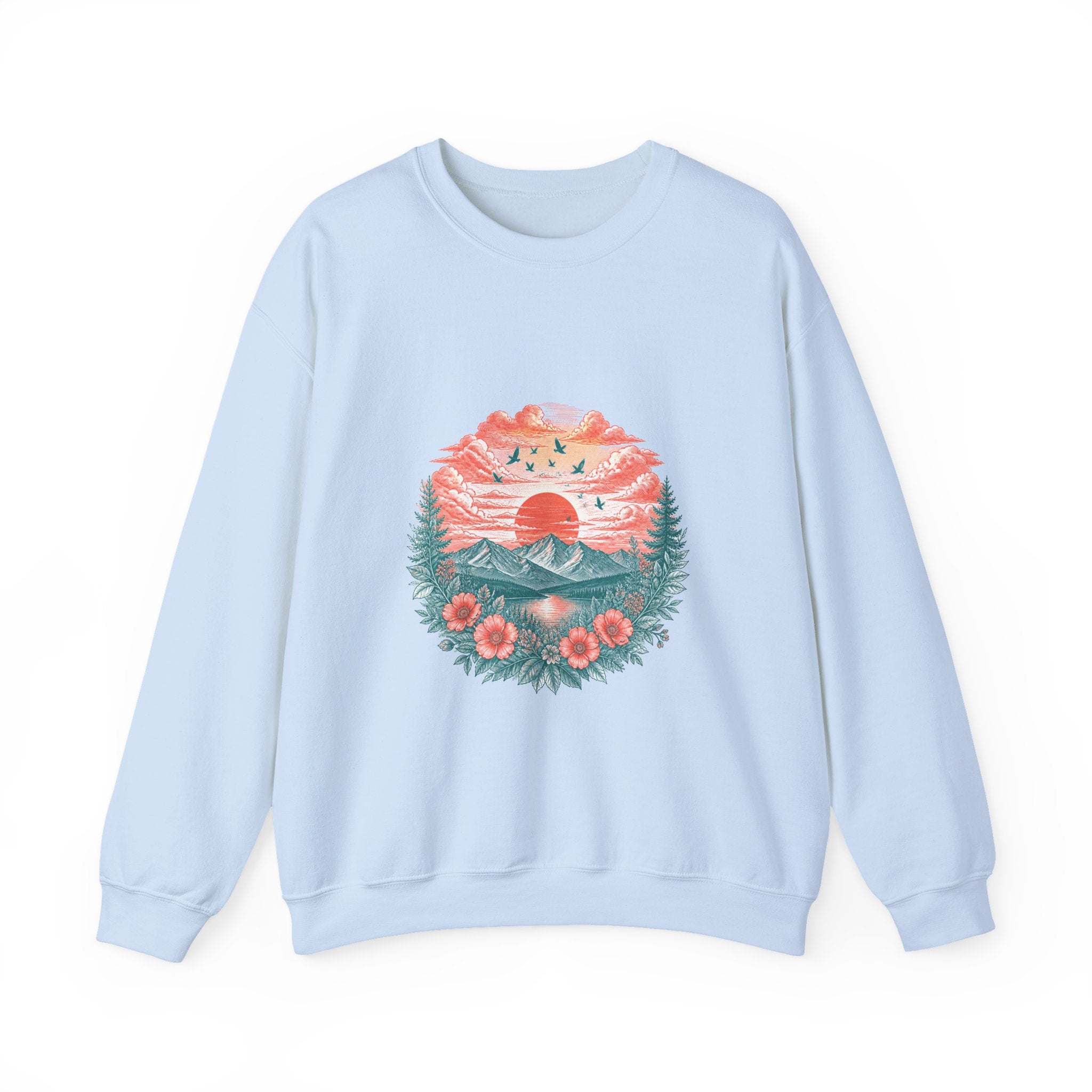 Matching Couple Sweatshirt - Sunrise & Sunset Matching Couple Crewneck Sweatshirt Vintage Art His Hers Wedding Gift - Design B