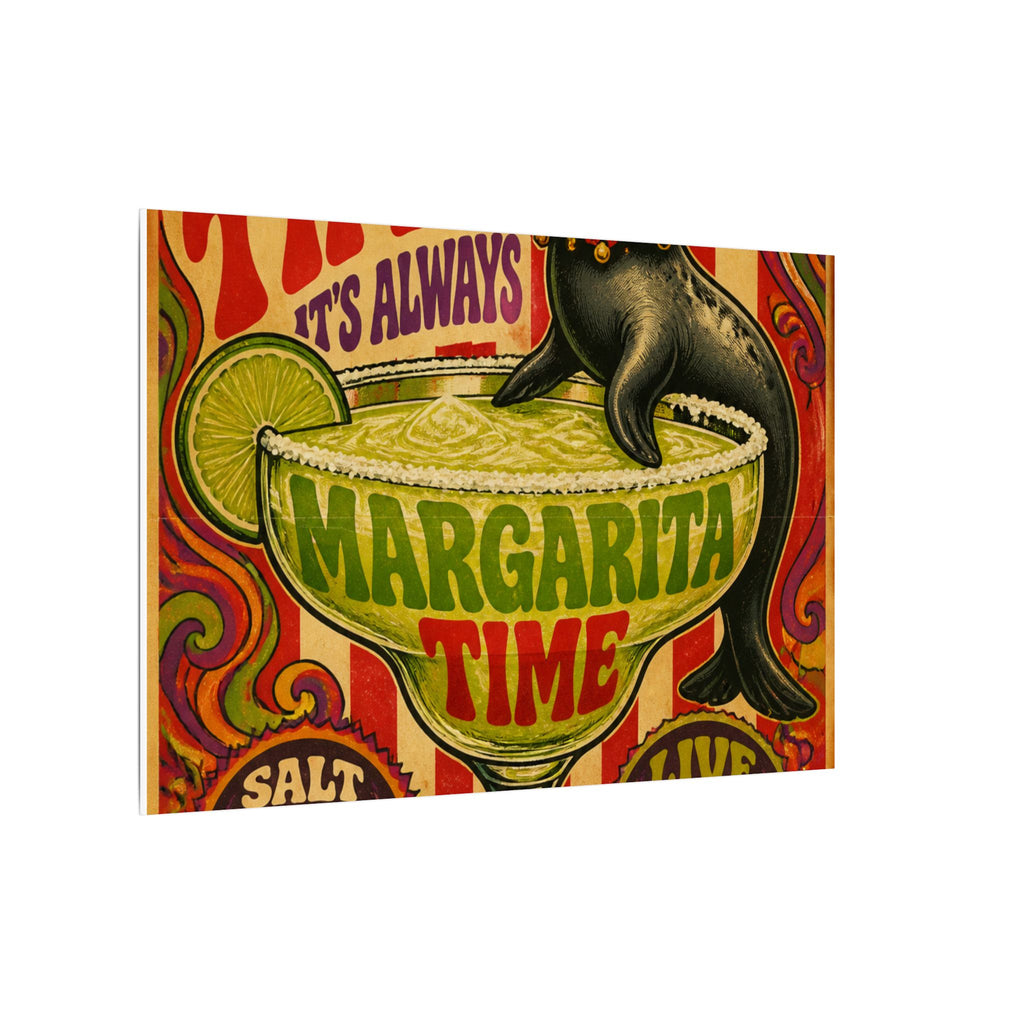 Margarita Balancing Seal Wall Art Canvas 24×36 Psychedelic Dining Room Decor Maximalist Print
