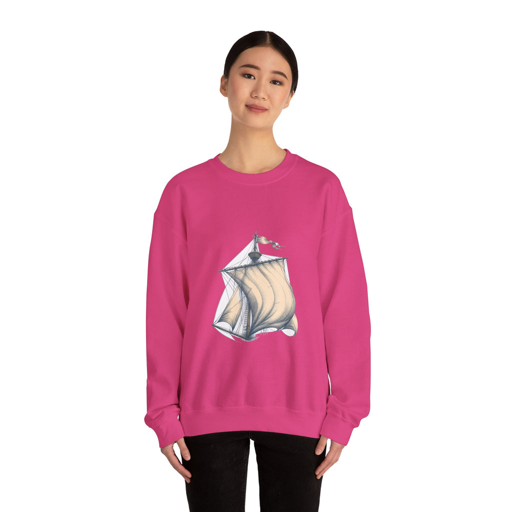 Matching Couple Sweatshirt - Anchor & Sail Matching Couple Comfort Colors Crew Hand-Drawn Art His Hers Anniversary Gift - Design B