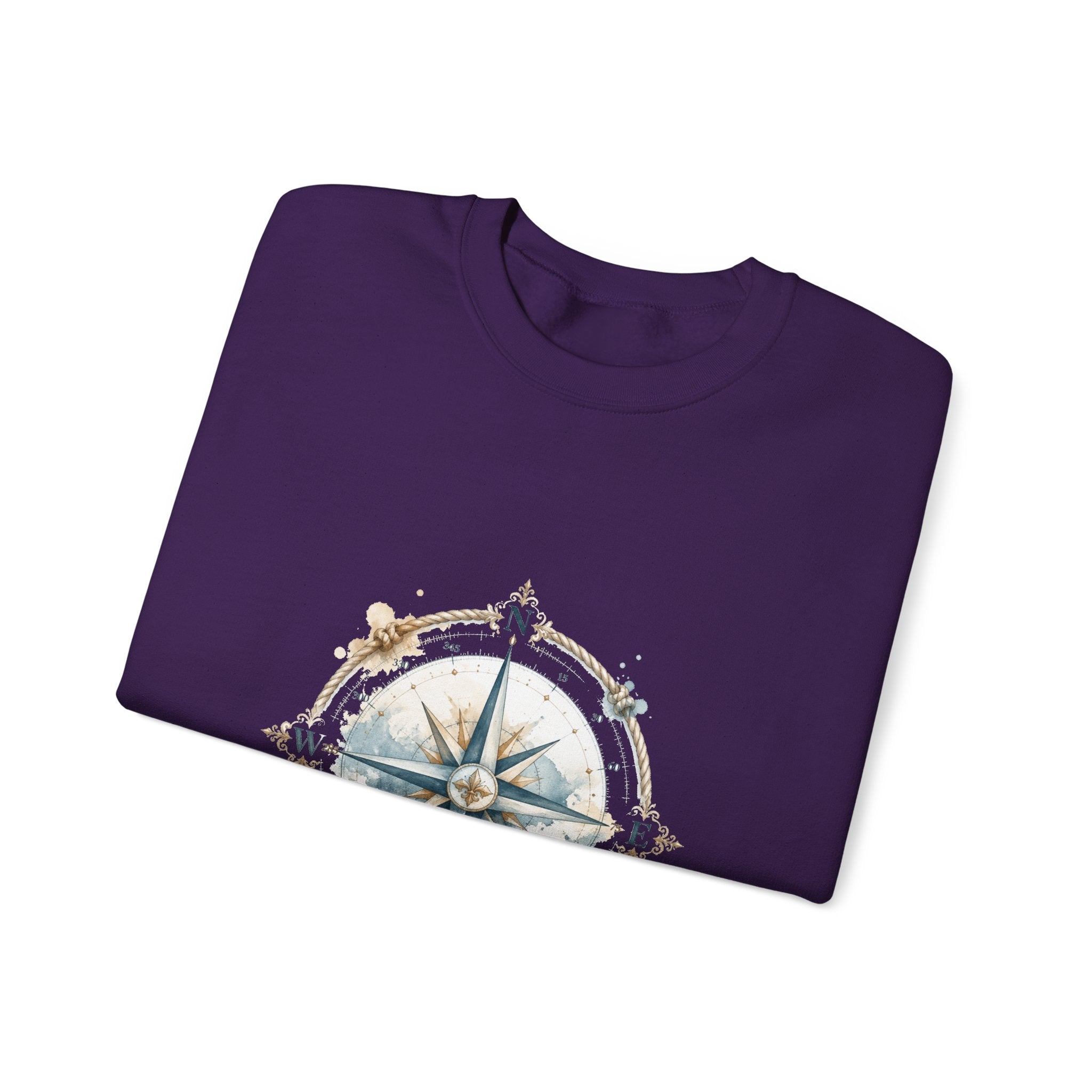 Matching Couple Sweatshirt - Compass North & South Matching Couple Crewneck Sweatshirt Watercolor Art His Hers Engagement Gift - Design A