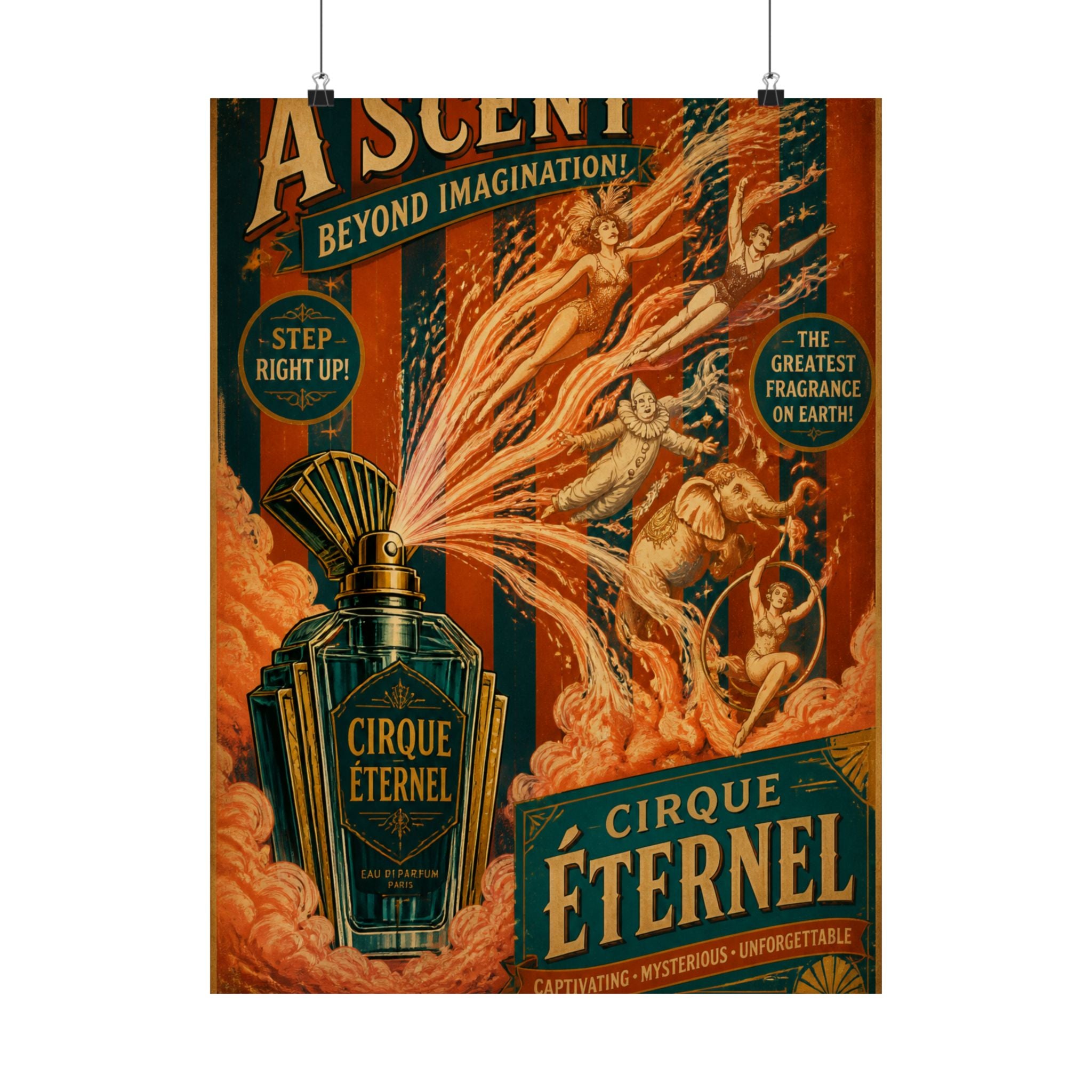 Perfume Bottle Fountain Wall Art Poster 24×36 Vintage Circus Bedroom Decor Maximalist Print