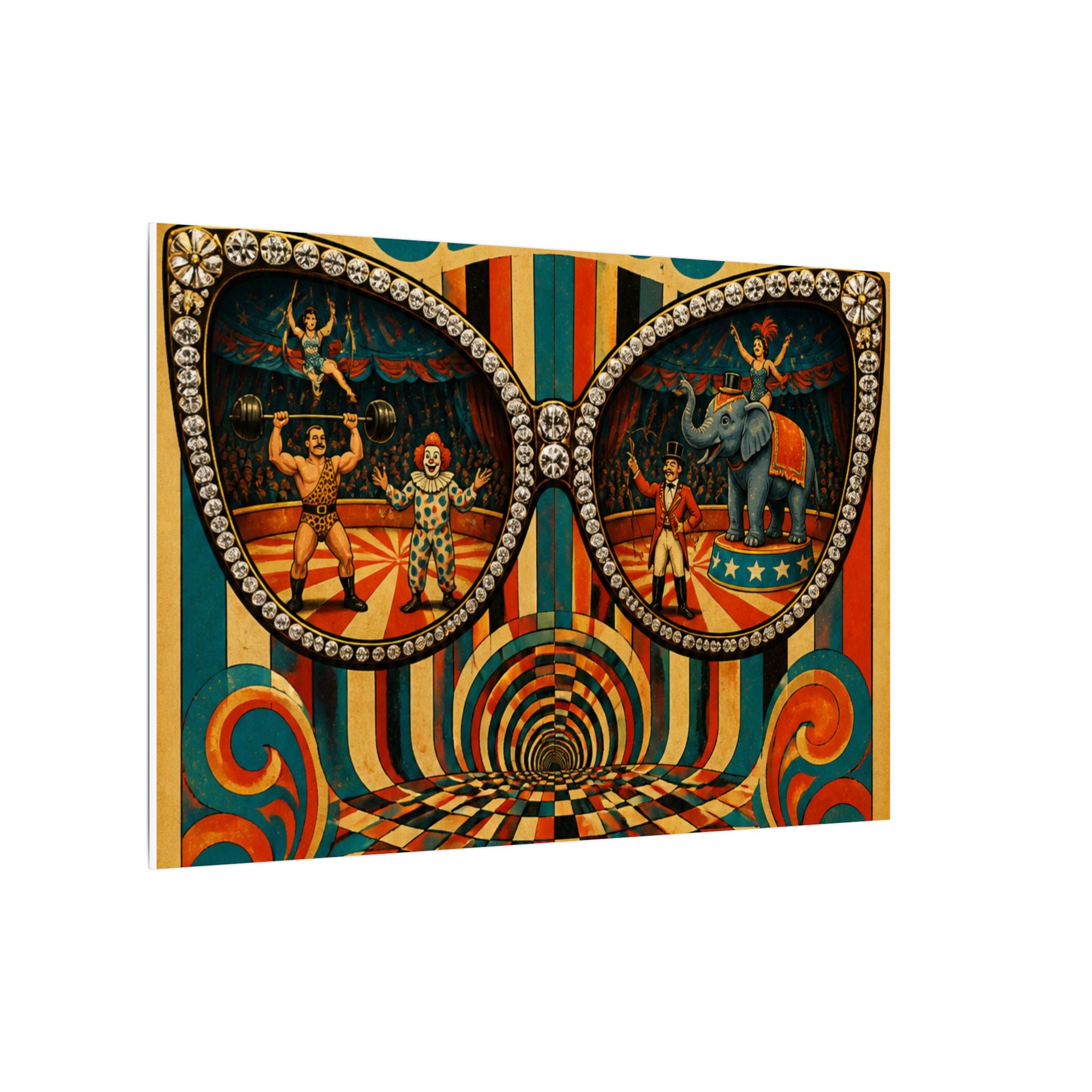 Sunglasses Circus Ring Wall Art Canvas 16×20 Psychedelic Cafe Decor Maximalist Print