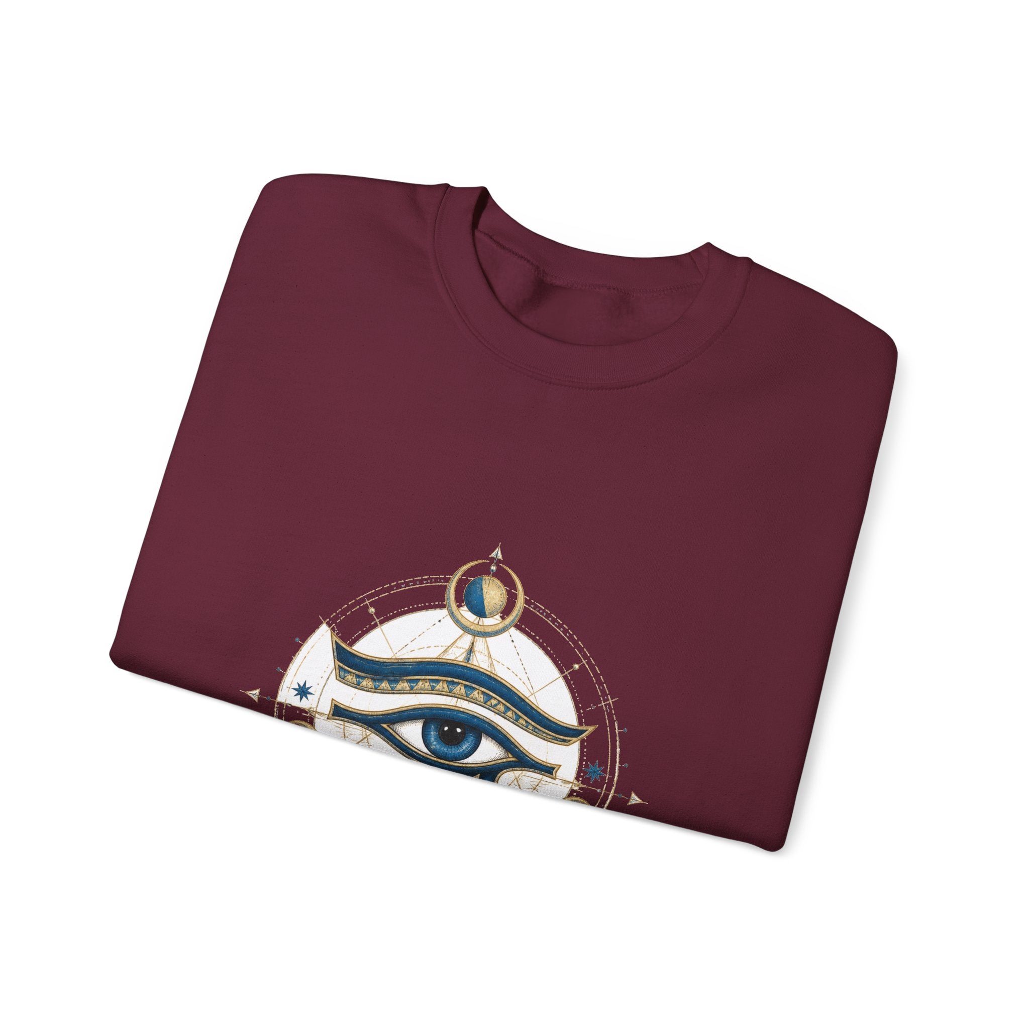 Matching Couple Sweatshirt - Eye of Ra & Horus Matching Couple Comfort Colors Crew Hand-Drawn Art His Hers Anniversary Gift - Design B