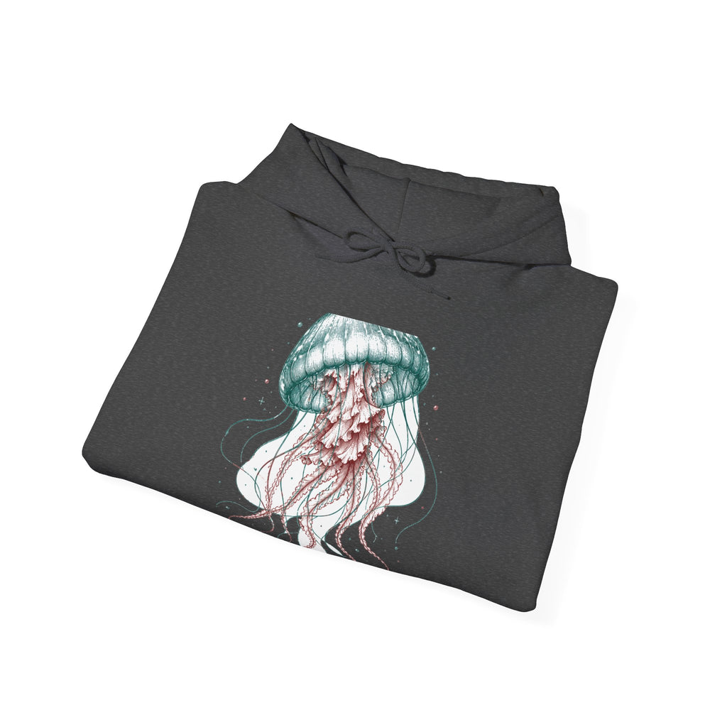 Matching Couple Sweatshirt - Octopus & Jellyfish Matching Couple Hooded Sweatshirt Hand-Drawn Art His Hers Best Friend Gift - Design B