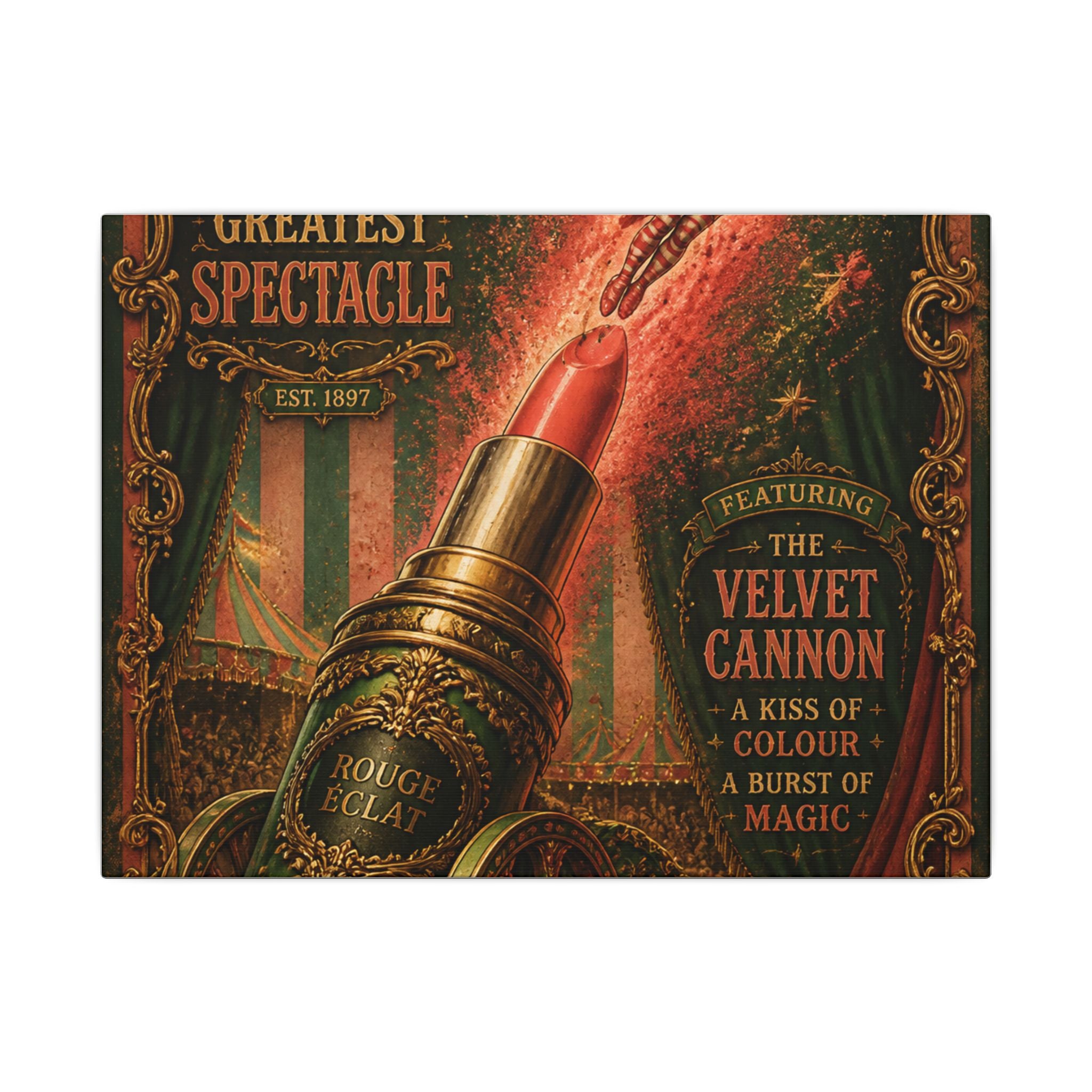 Lipstick Cannon Wall Art Canvas 16×20 Baroque Home Office Decor Maximalist Print
