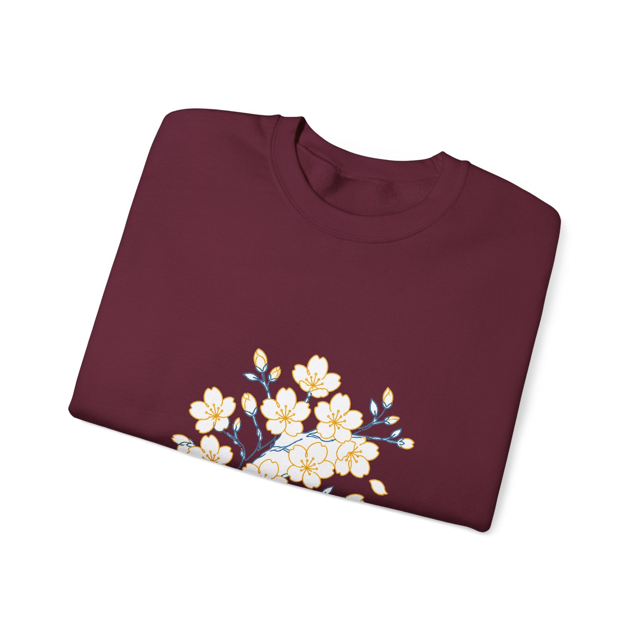 Matching Couple Sweatshirt - Cherry Blossom & Maple Leaf Matching Couple Comfort Colors Crew Minimalist Art His Hers Christmas Gift - Design A
