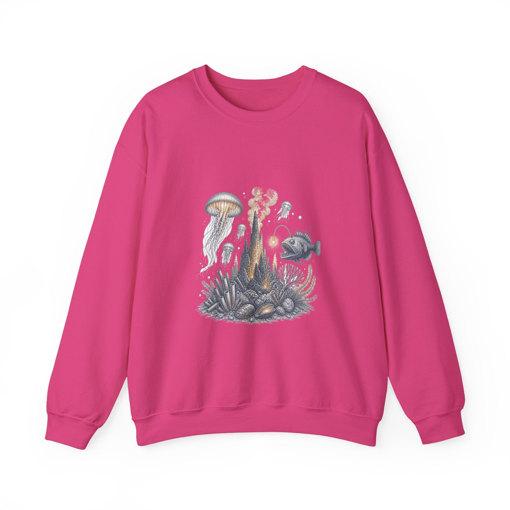 Matching Couple Sweatshirt - Coral Reef & Deep Sea Matching Couple Premium Fleece Sweatshirt Vintage Art His Hers Honeymoon Gift - Design B
