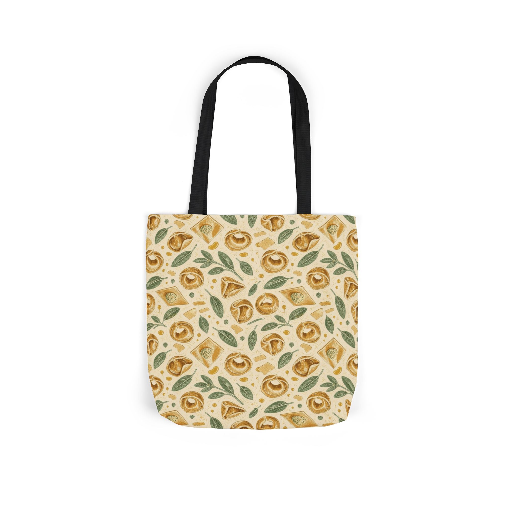 Tortellini with Sage Canvas Tote Bag Mediterranean Kitchen Linocut Design Italian Cottagecore Gift