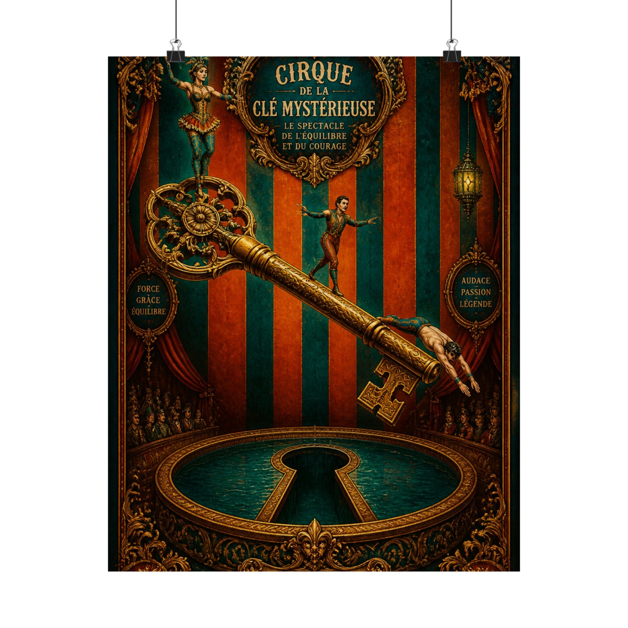 Giant Key Performance Wall Art Poster 24×36 Baroque Studio Decor Maximalist Print