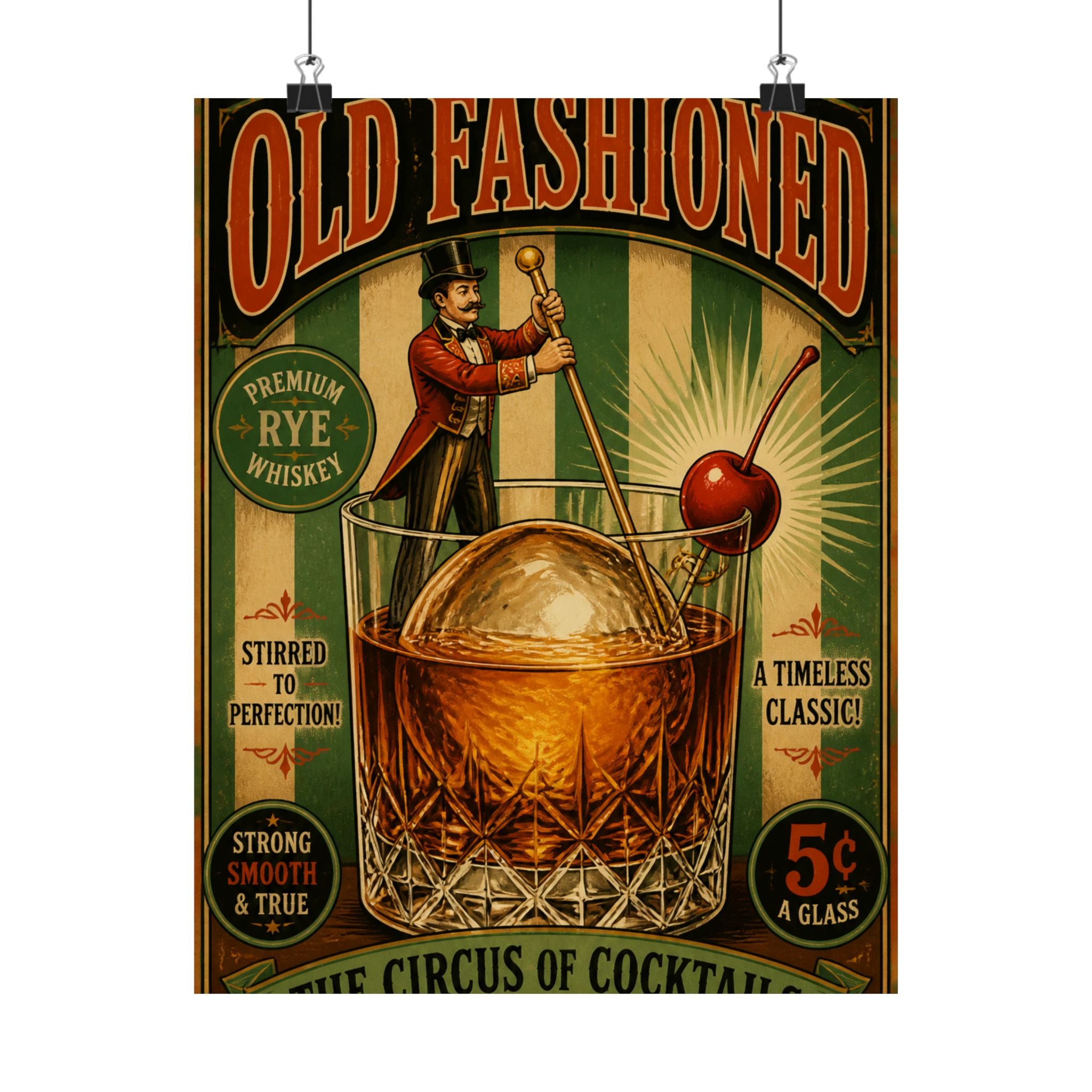 Old Fashioned Ringmaster Wall Art Poster 24×36 Vintage Circus Bedroom Decor Maximalist Print