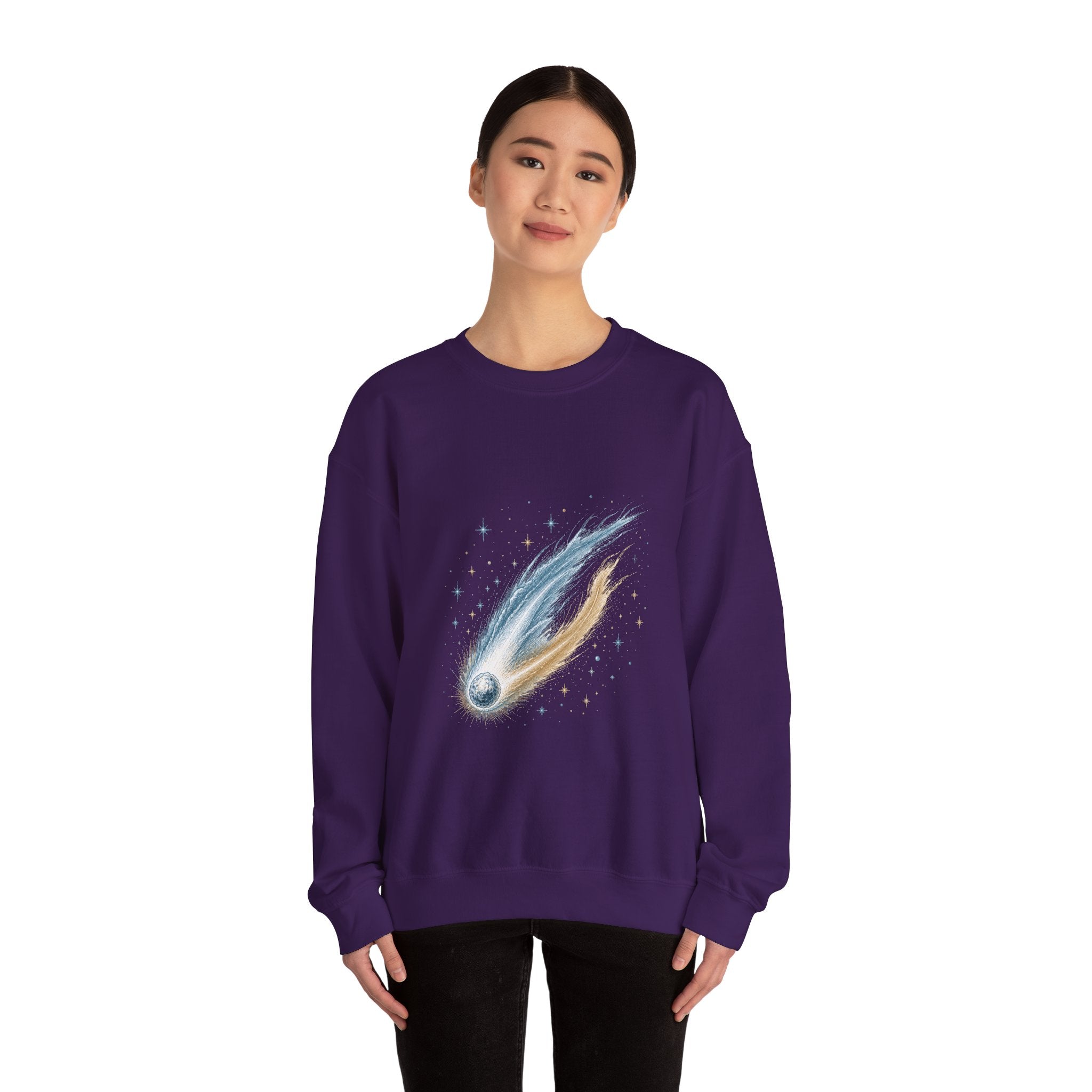 Matching Couple Sweatshirt - Comet & Asteroid Matching Couple Premium Fleece Sweatshirt Hand-Drawn Art His Hers Anniversary Gift - Design A