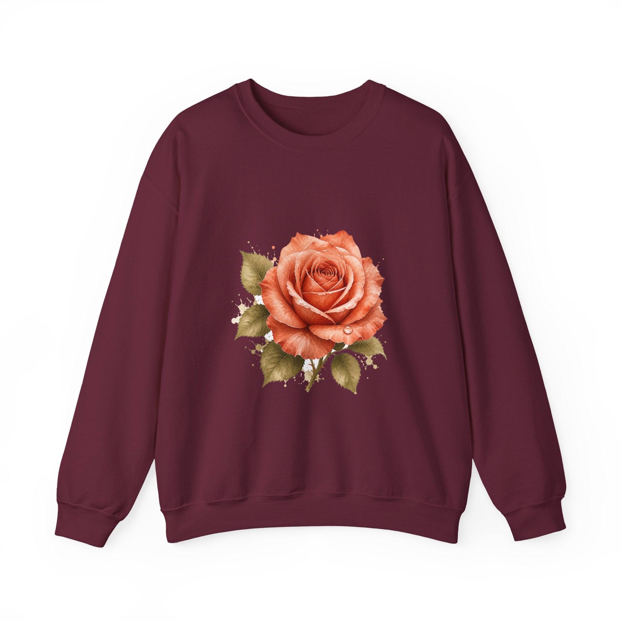 Matching Couple Sweatshirt - Rose & Thorn Matching Couple Premium Fleece Sweatshirt Watercolor Art His Hers Birthday Gift - Design A
