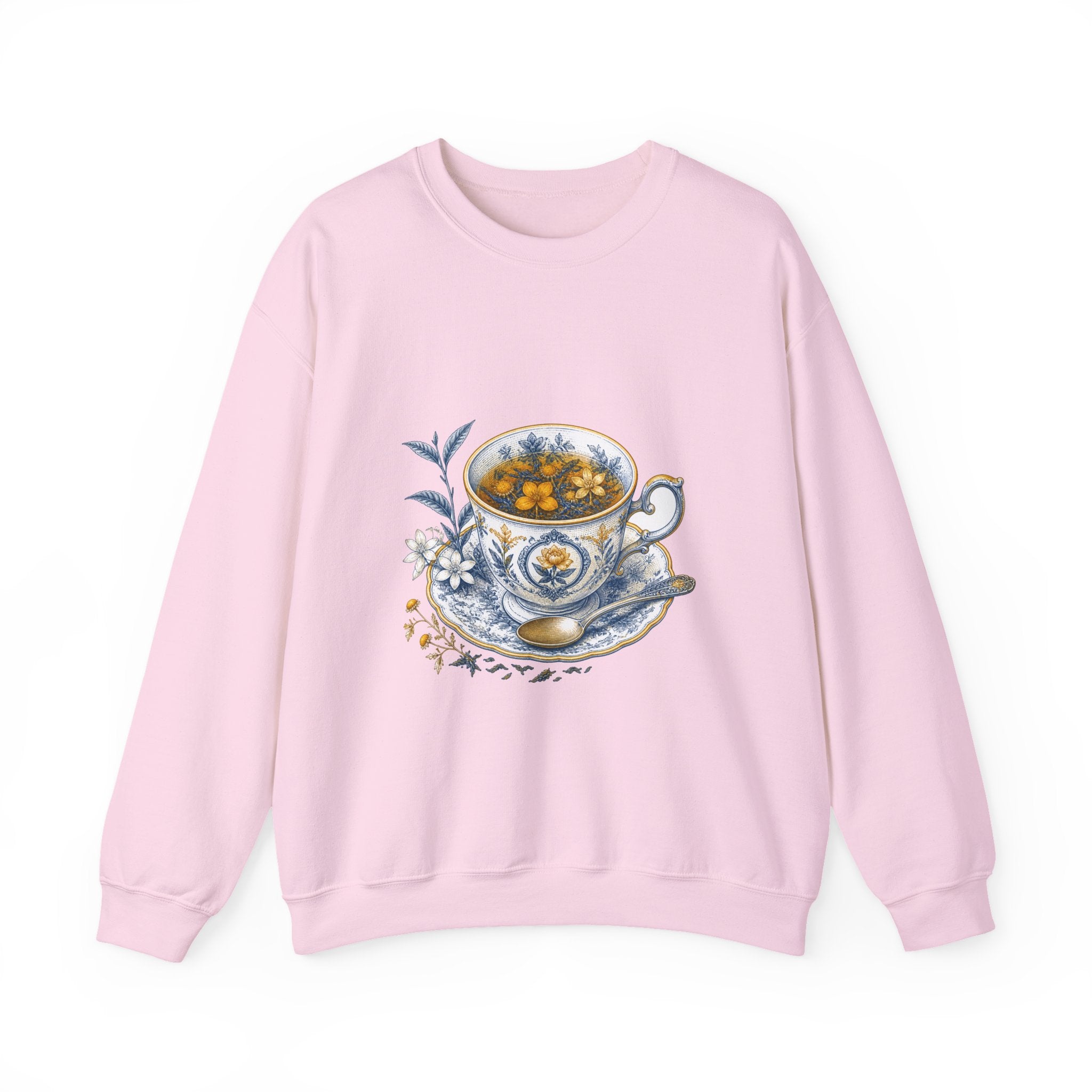 Matching Couple Sweatshirt - Coffee & Tea Matching Couple Crewneck Sweatshirt Vintage Art His Hers Wedding Gift - Design B