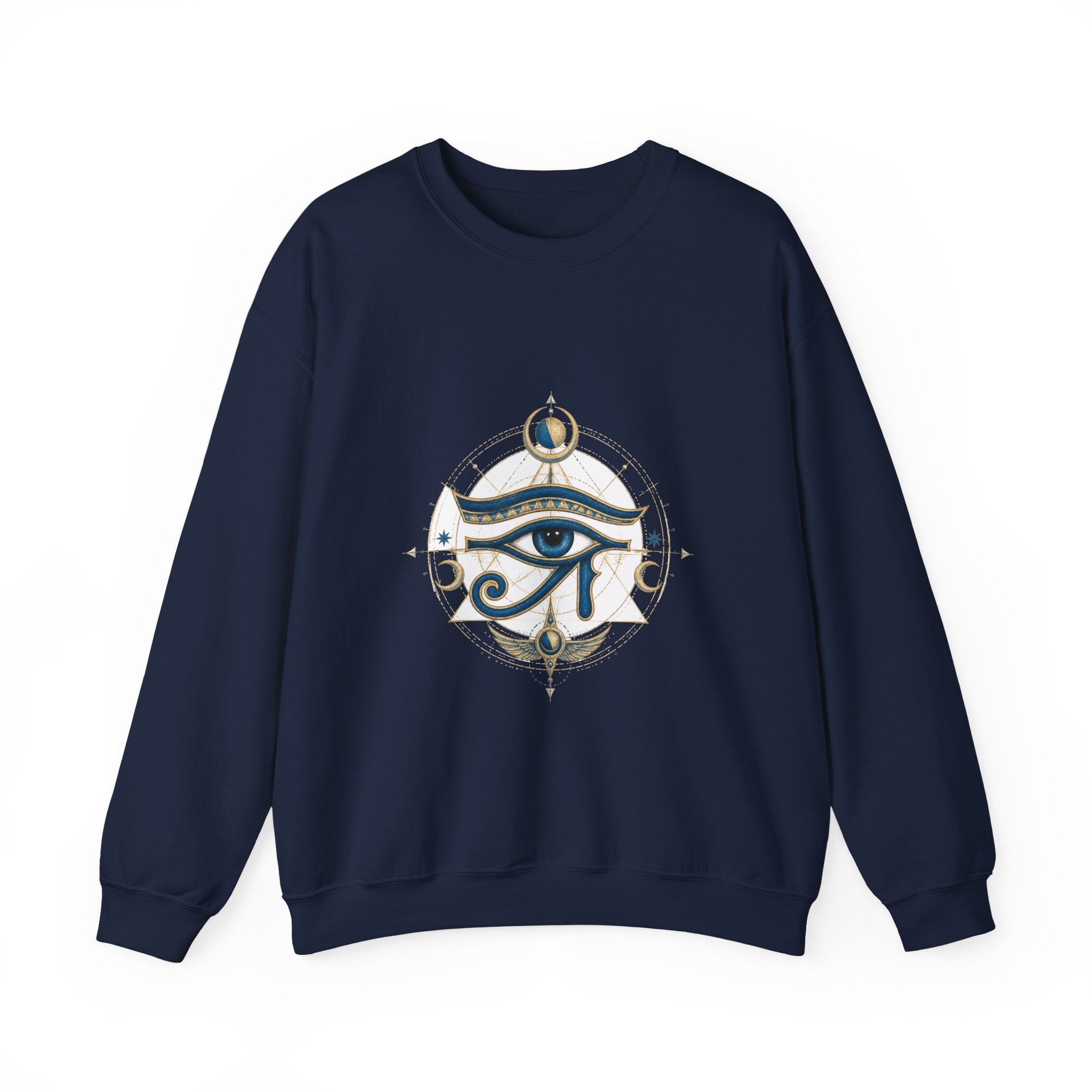 Matching Couple Sweatshirt - Eye of Ra & Horus Matching Couple Comfort Colors Crew Hand-Drawn Art His Hers Anniversary Gift - Design B