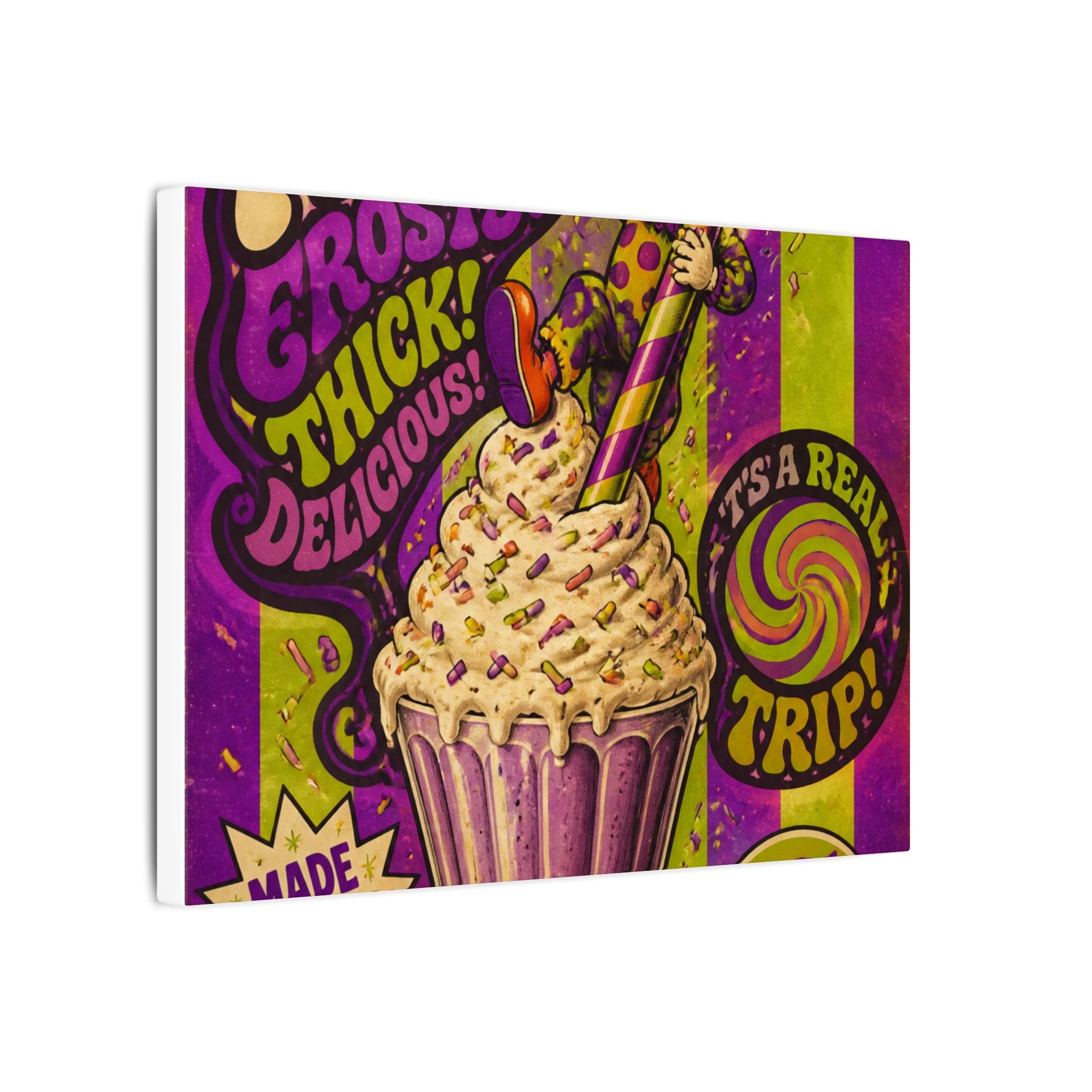 Milkshake Slide Clown Wall Art Canvas 16×20 Psychedelic Cafe Decor Maximalist Print